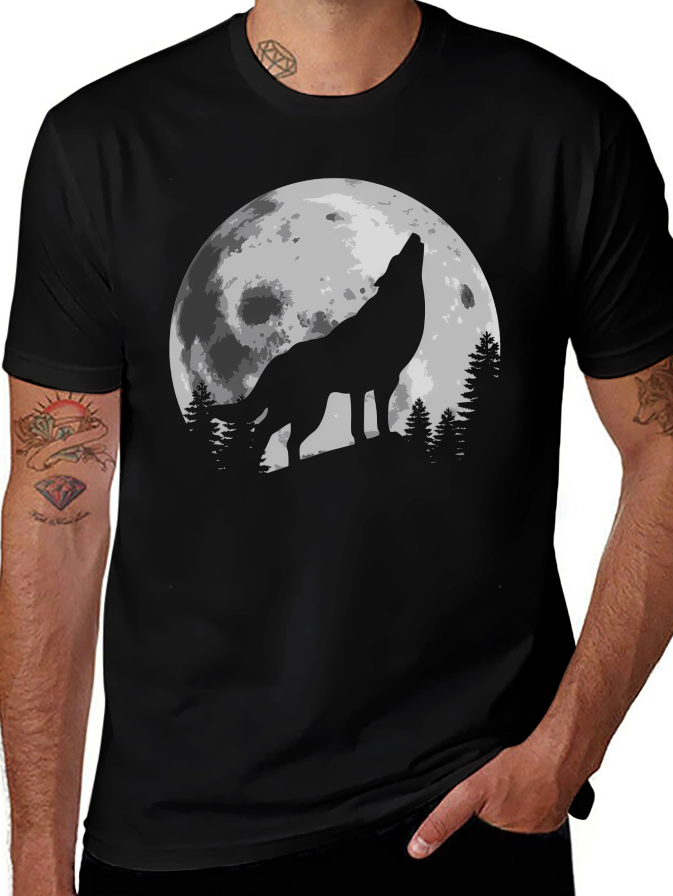Variant 21 of Wolf Howling at Moon Graphic T-Shirt