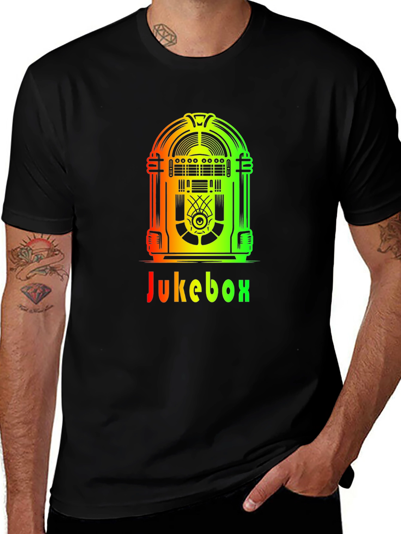 Variant 7 of Retro Jukebox Graphic Tee - Black Cotton T-Shirt
