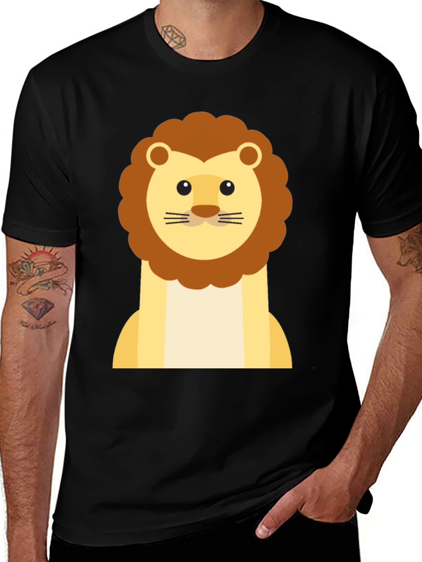 Variant 16 of Lion Graphic Print Black T-Shirt