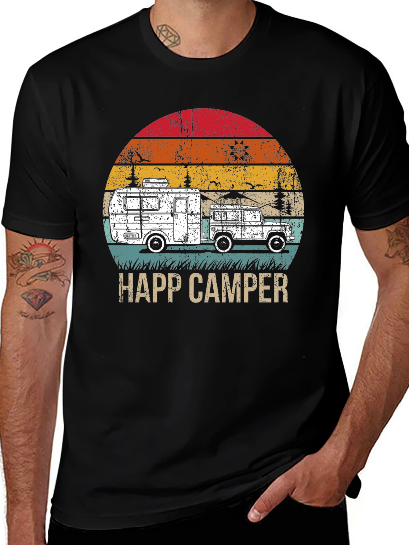 Happy Camper Graphic Tee - Retro Camping T-Shirt