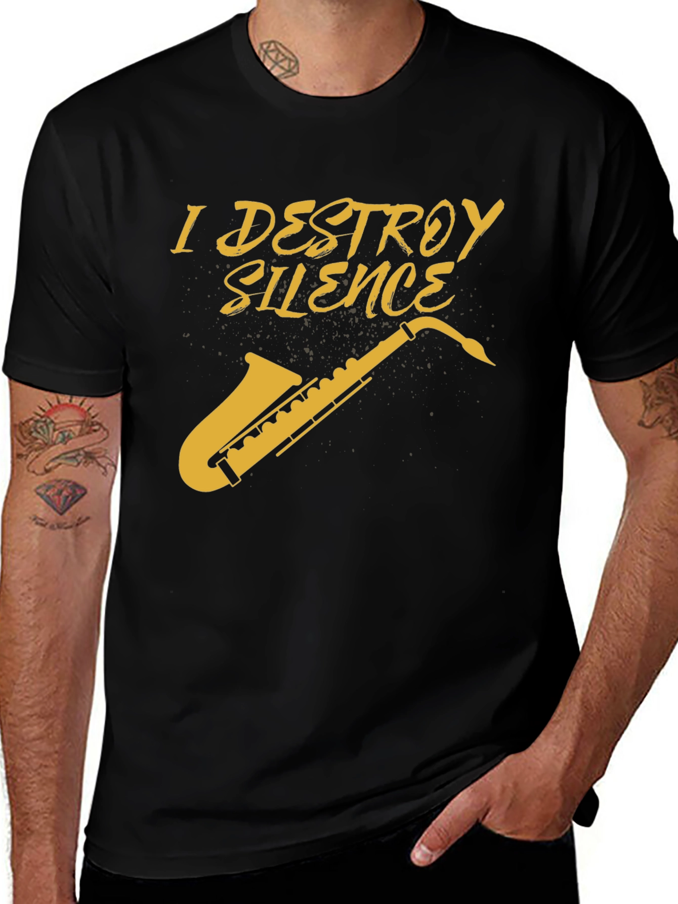 Variant 18 of I Destroy Silence Saxophone T-Shirt