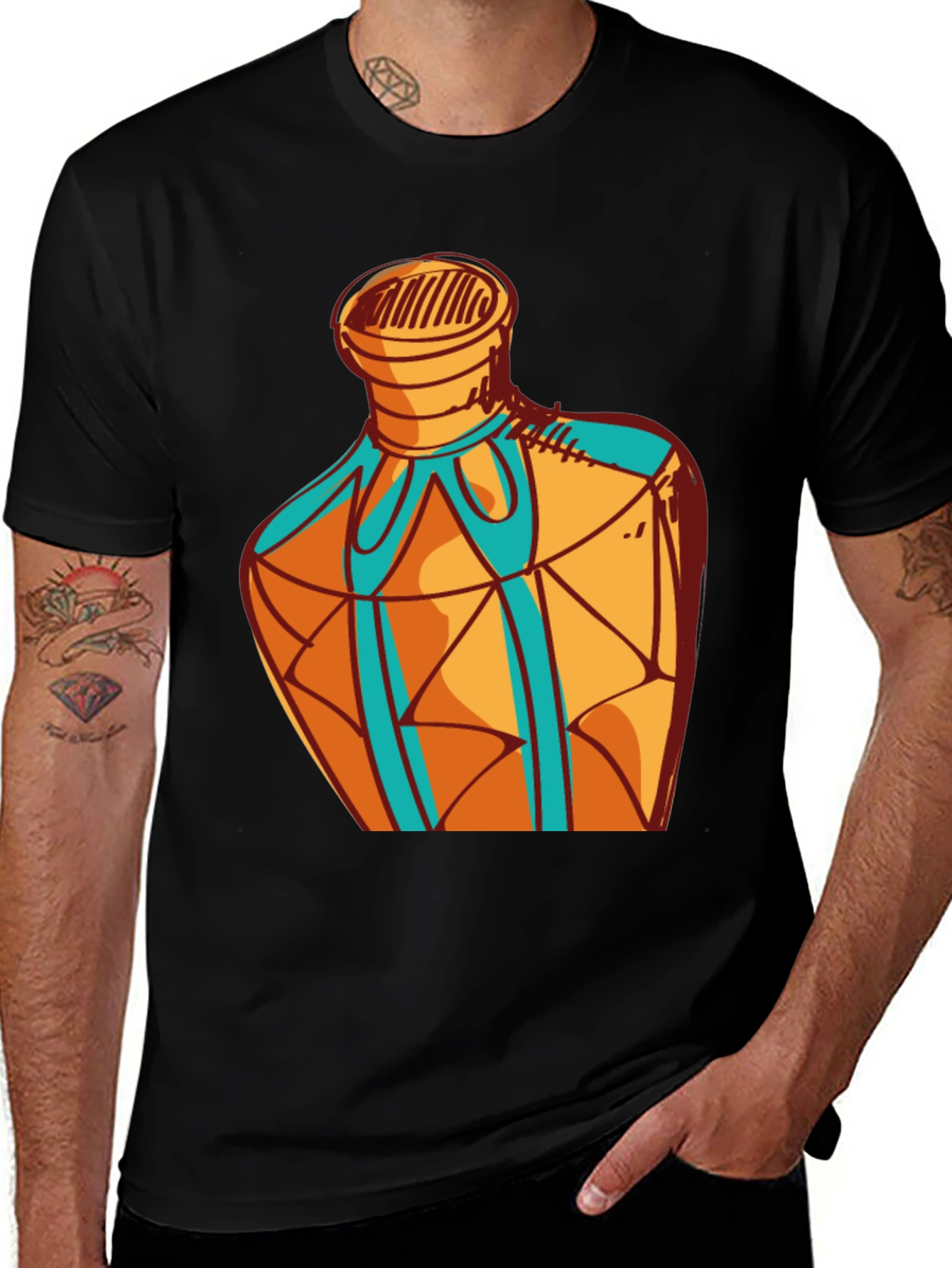 Geometric Bottle Design Graphic Tee