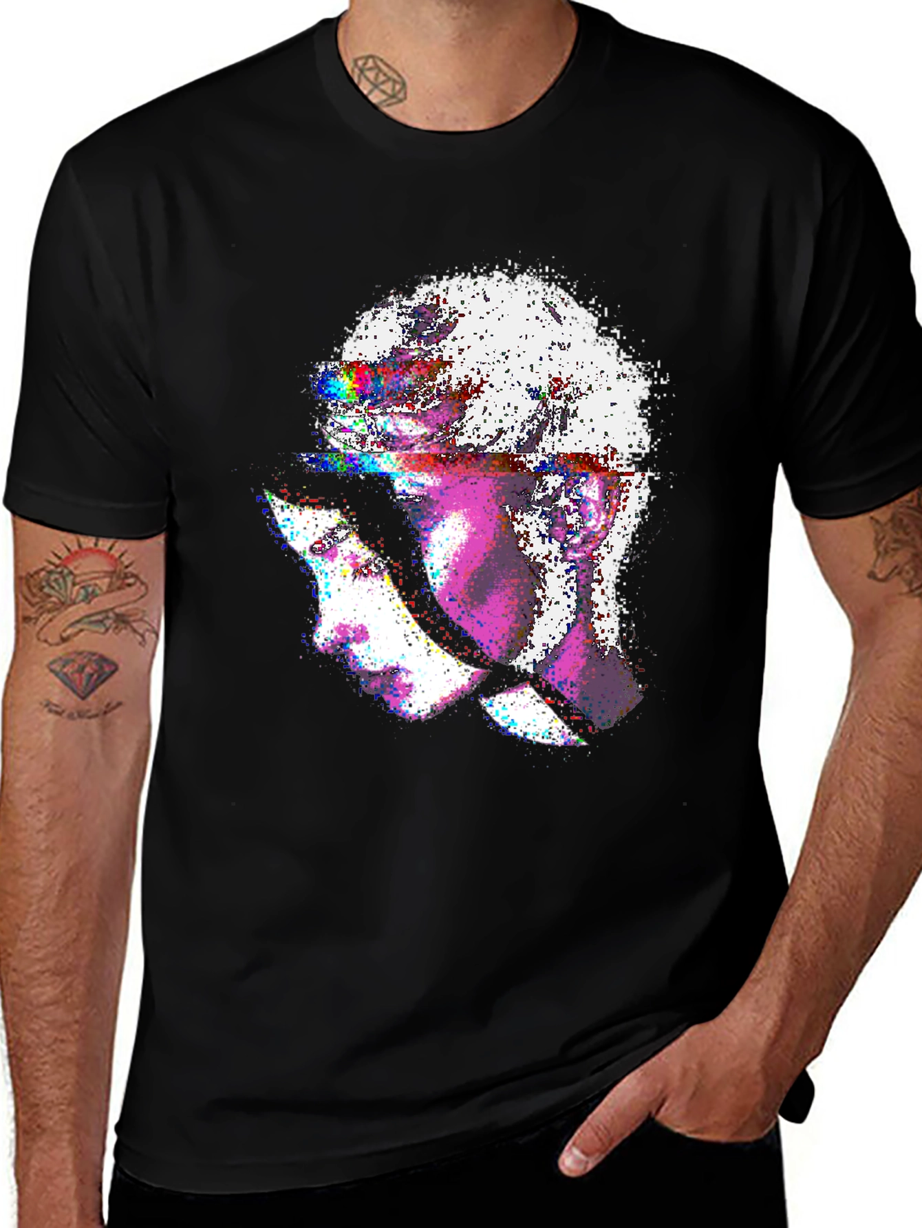 Variant 8 of Abstract Glitch Art Graphic Tee - Stylish Black T-Shirt