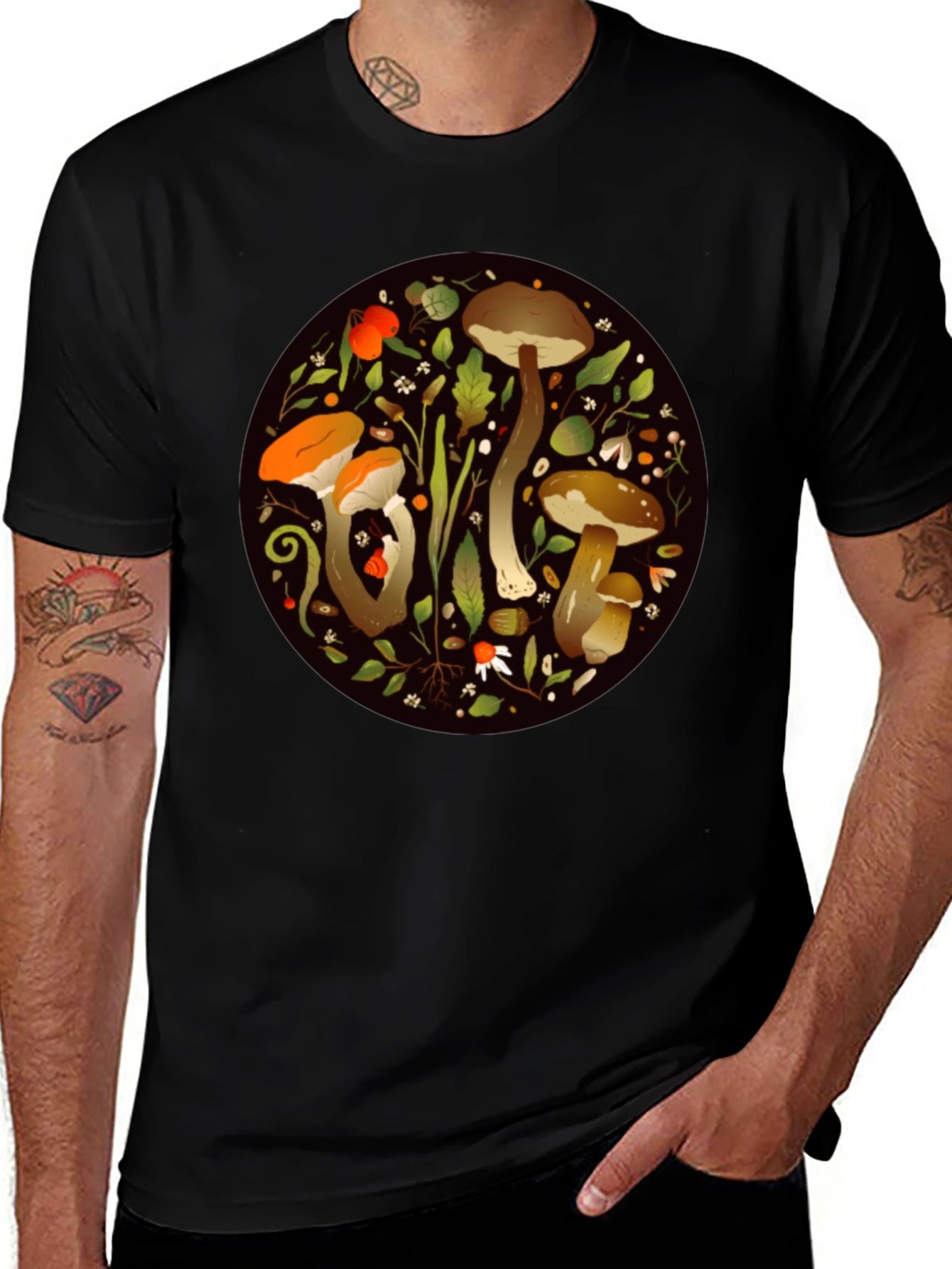 Variant 24 of Mushroom Circle Graphic Tee - Nature Inspired Design