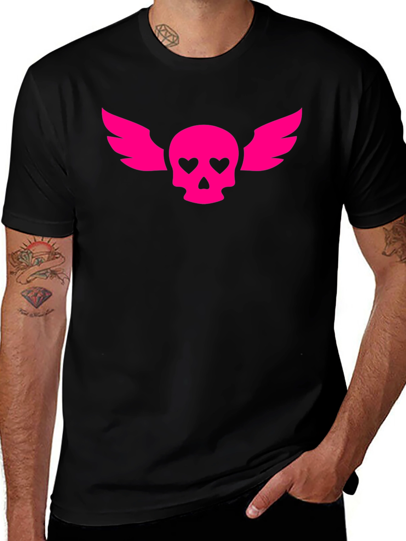 Variant 18 of Skull Wings T-Shirt - Black Cotton Tee