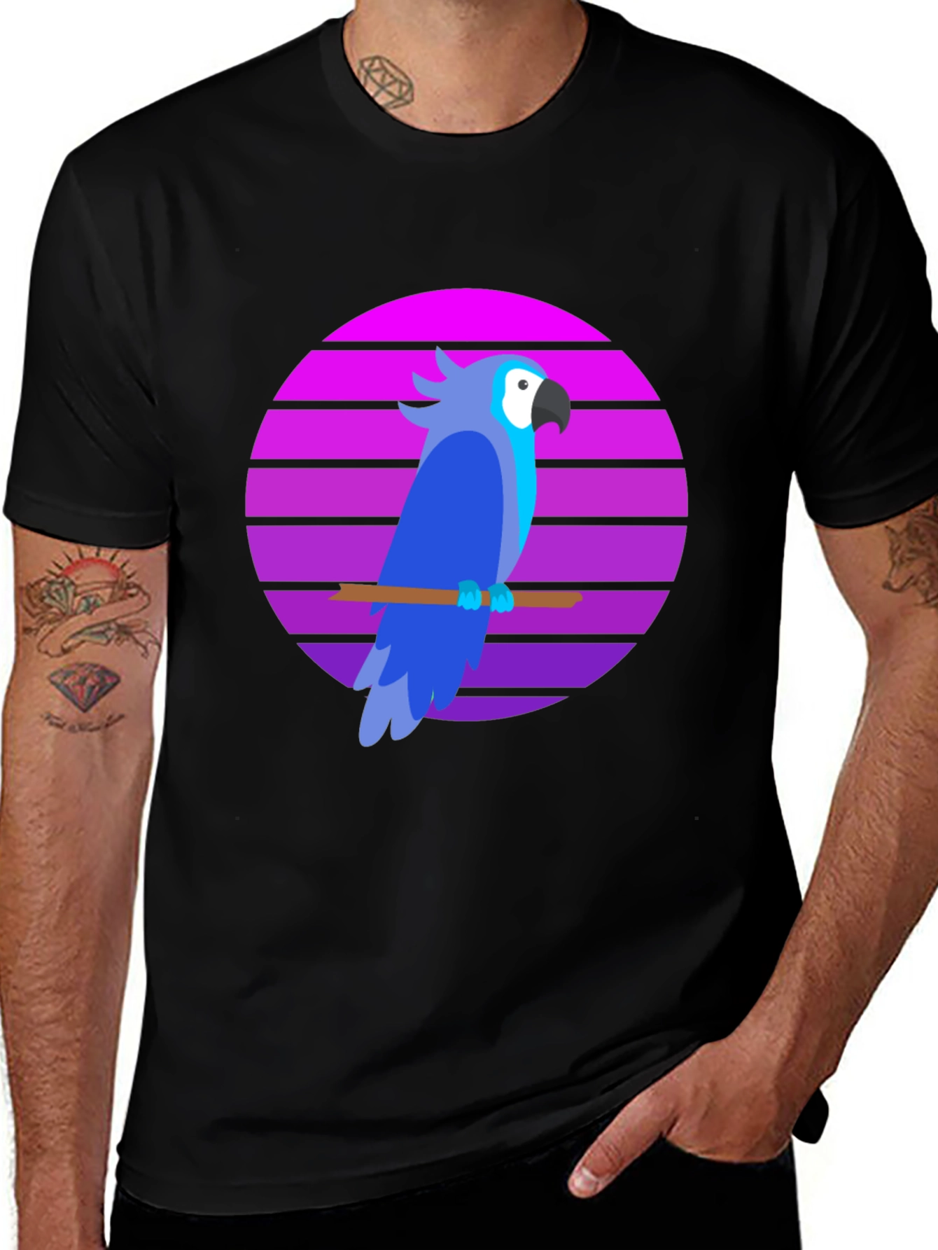Variant 4 of Retro Parrot Graphic Tee - Stylish Men's T-Shirt