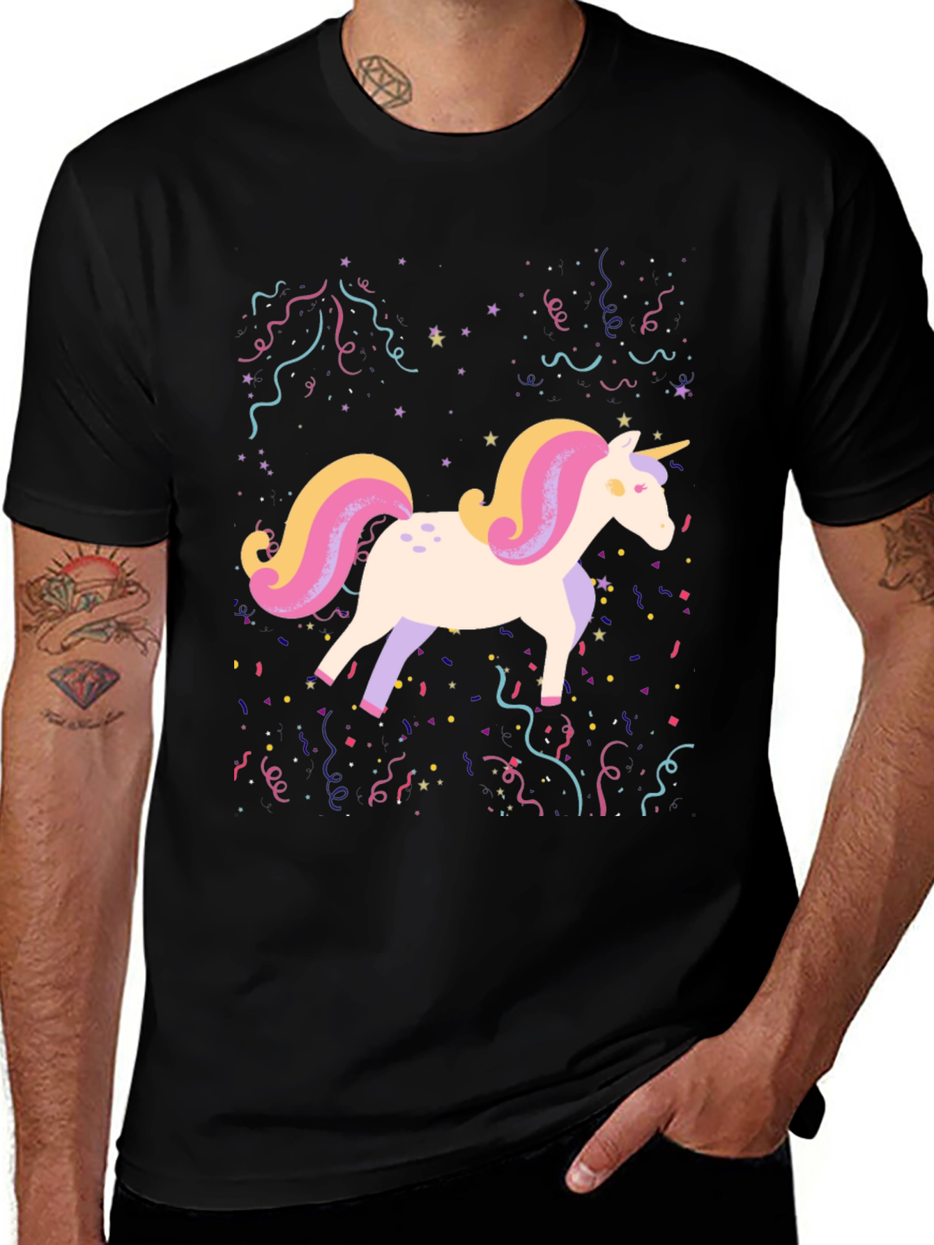 Variant 15 of Unicorn Graphic T-Shirt - Whimsical Black Tee