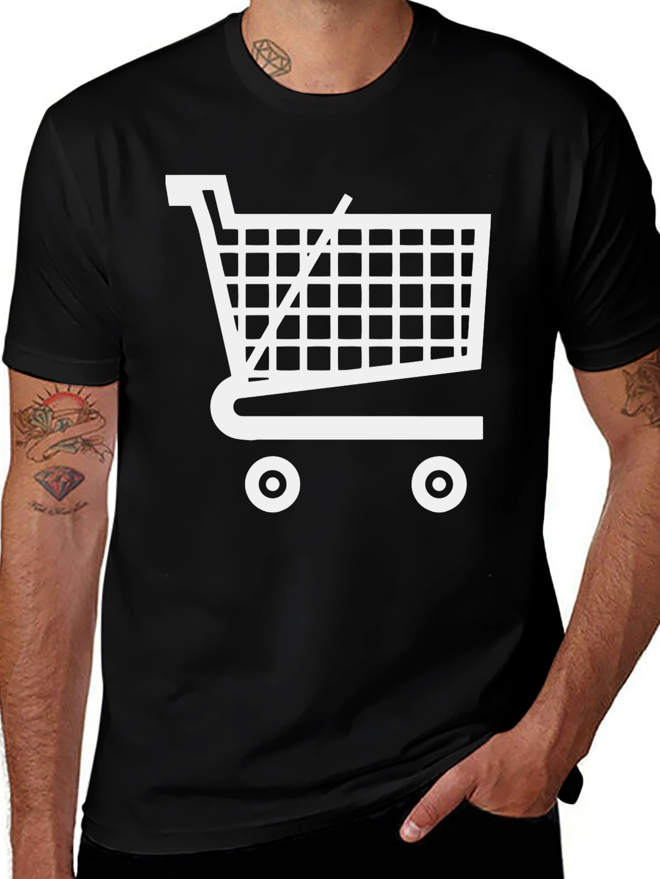 Variant 25 of Shopping Cart Graphic Tee - Black Cotton Comfort