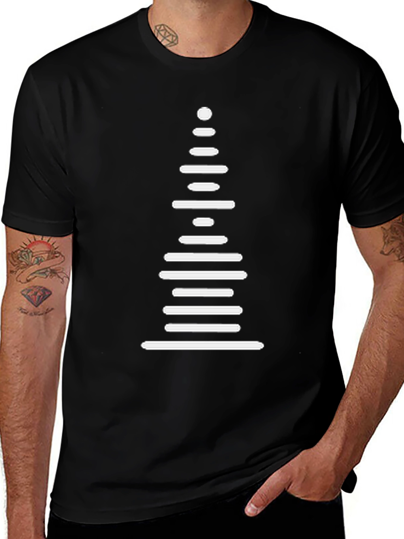 Variant 25 of Modern Geometric Tree Graphic Tee - Black