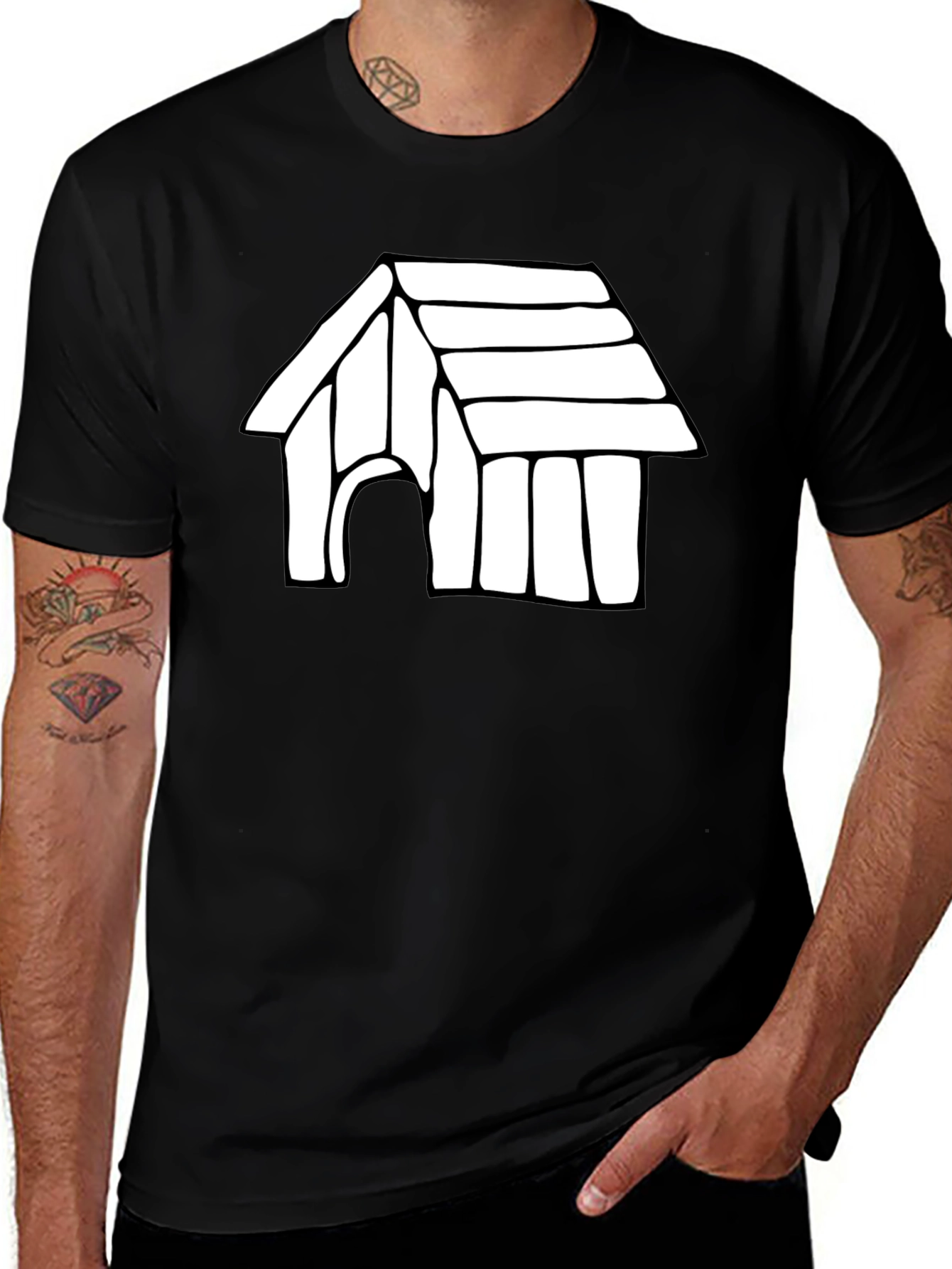 Variant 6 of Dog House Graphic Tee - Black Cotton T-Shirt