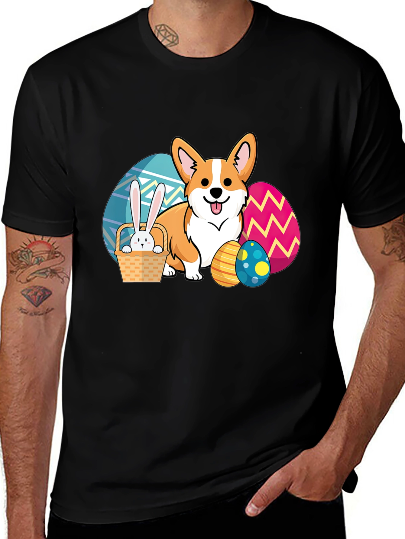 Easter Corgi T-Shirt: Cute Dog & Bunny Tee
