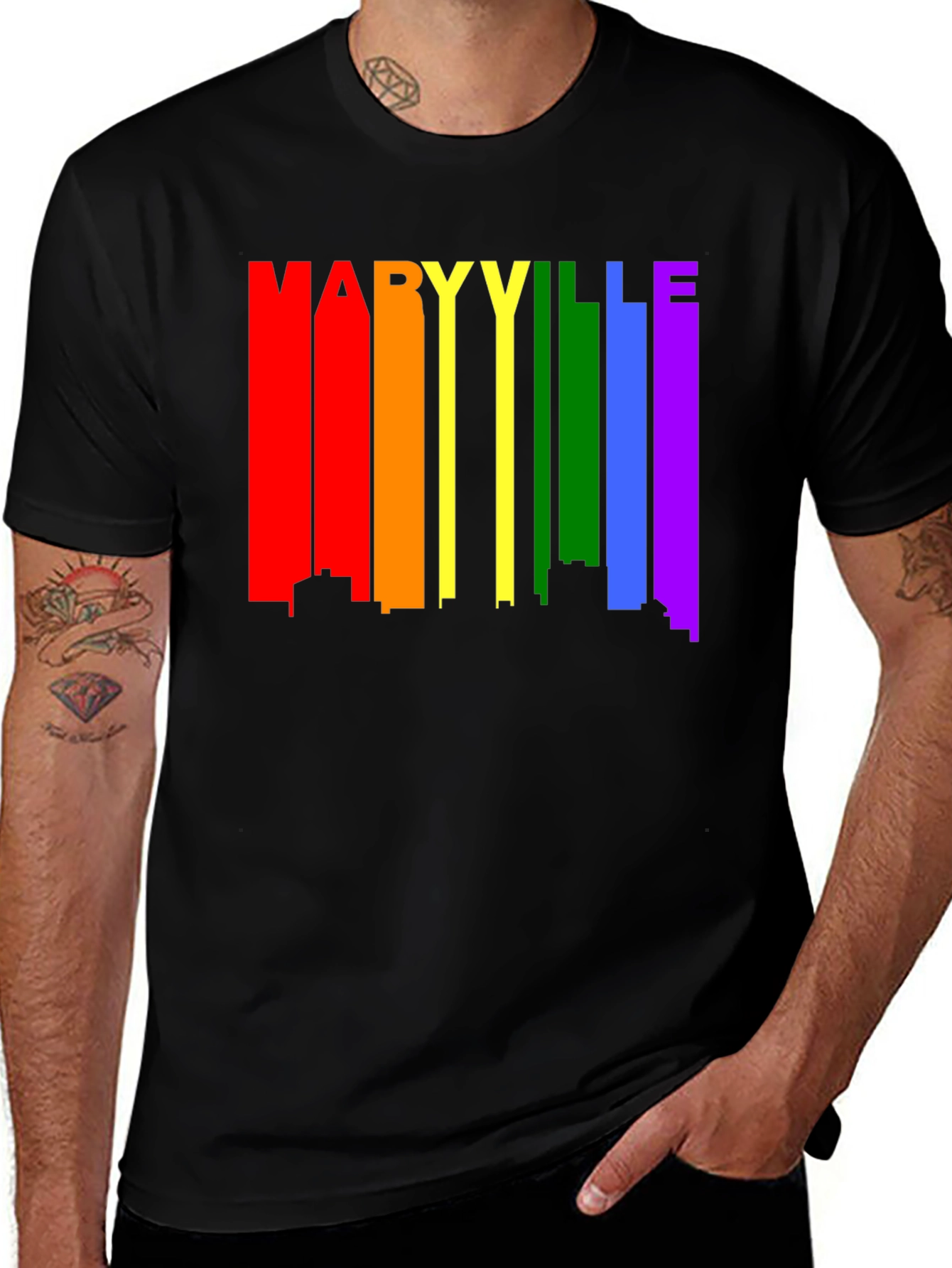 Maryville Pride T-Shirt - Rainbow Skyline Design