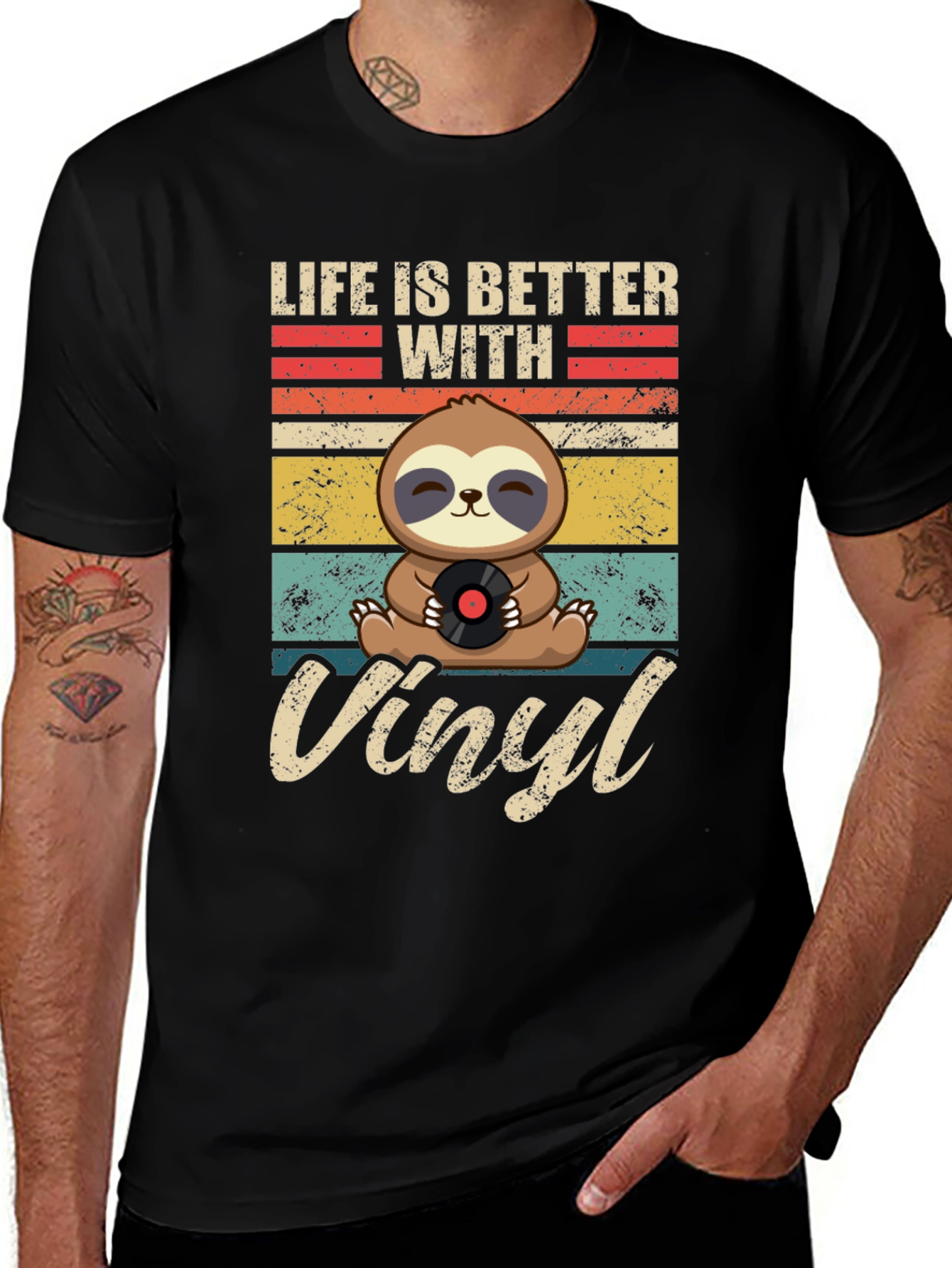 Variant 14 of Life is Better with Vinyl Sloth Graphic T-Shirt