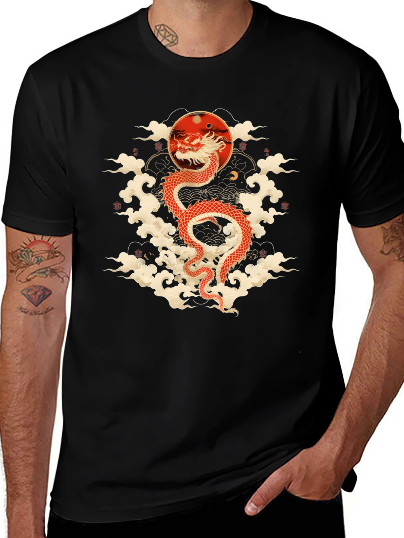 Black Dragon T-Shirt: Red Dragon, Asian Style main image