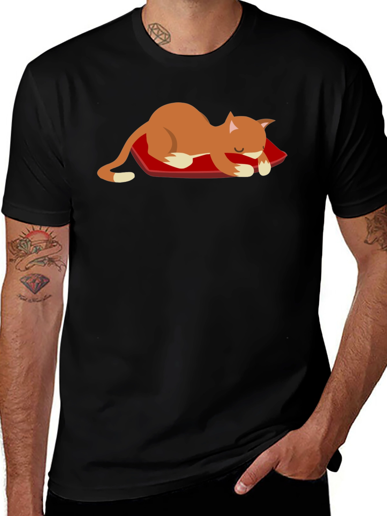 Variant 24 of Cute Cat Nap T-Shirt - Unisex Black Tee