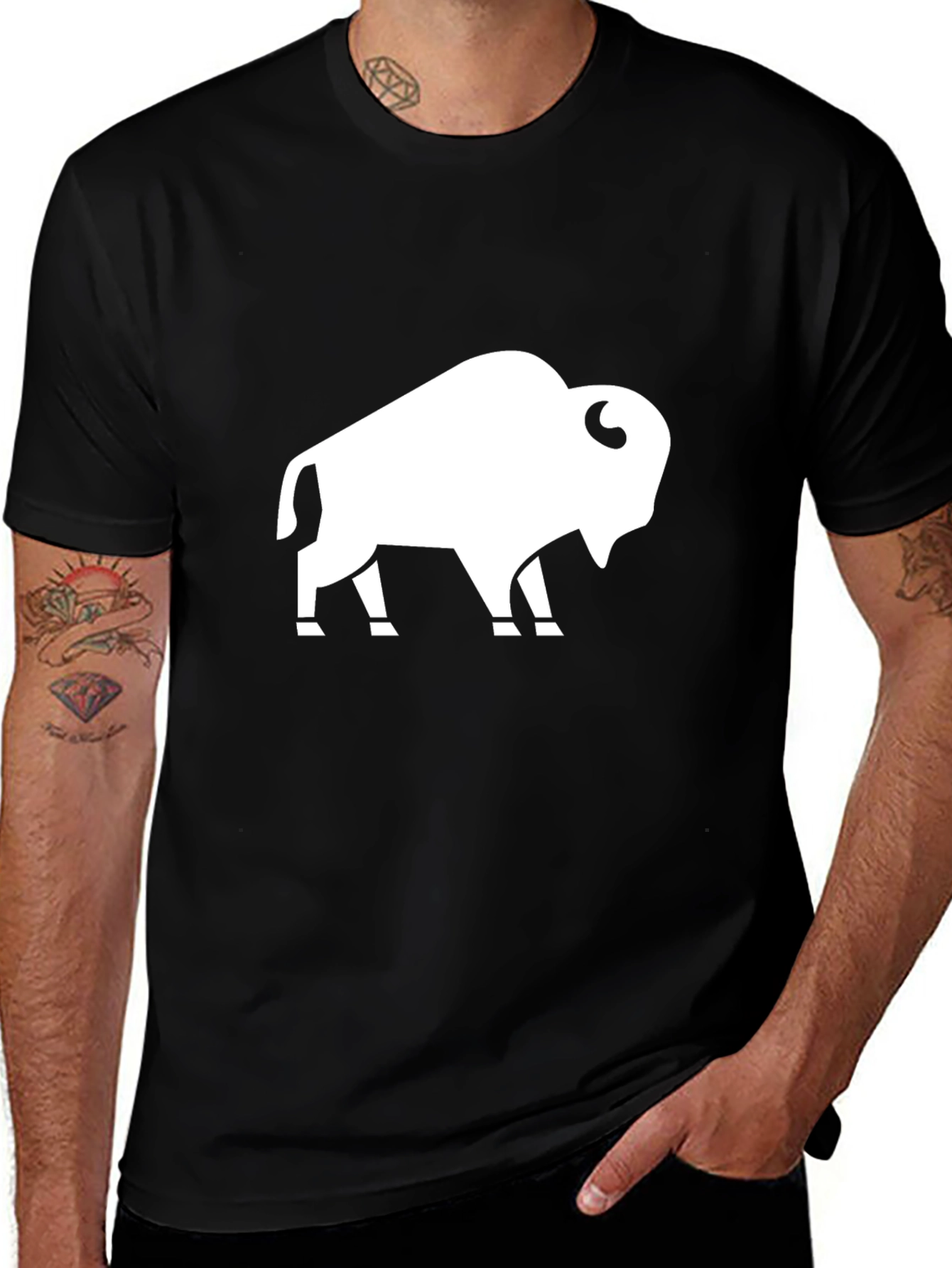 Variant 4 of Buffalo Graphic Tee - Black Cotton Casual Shirt