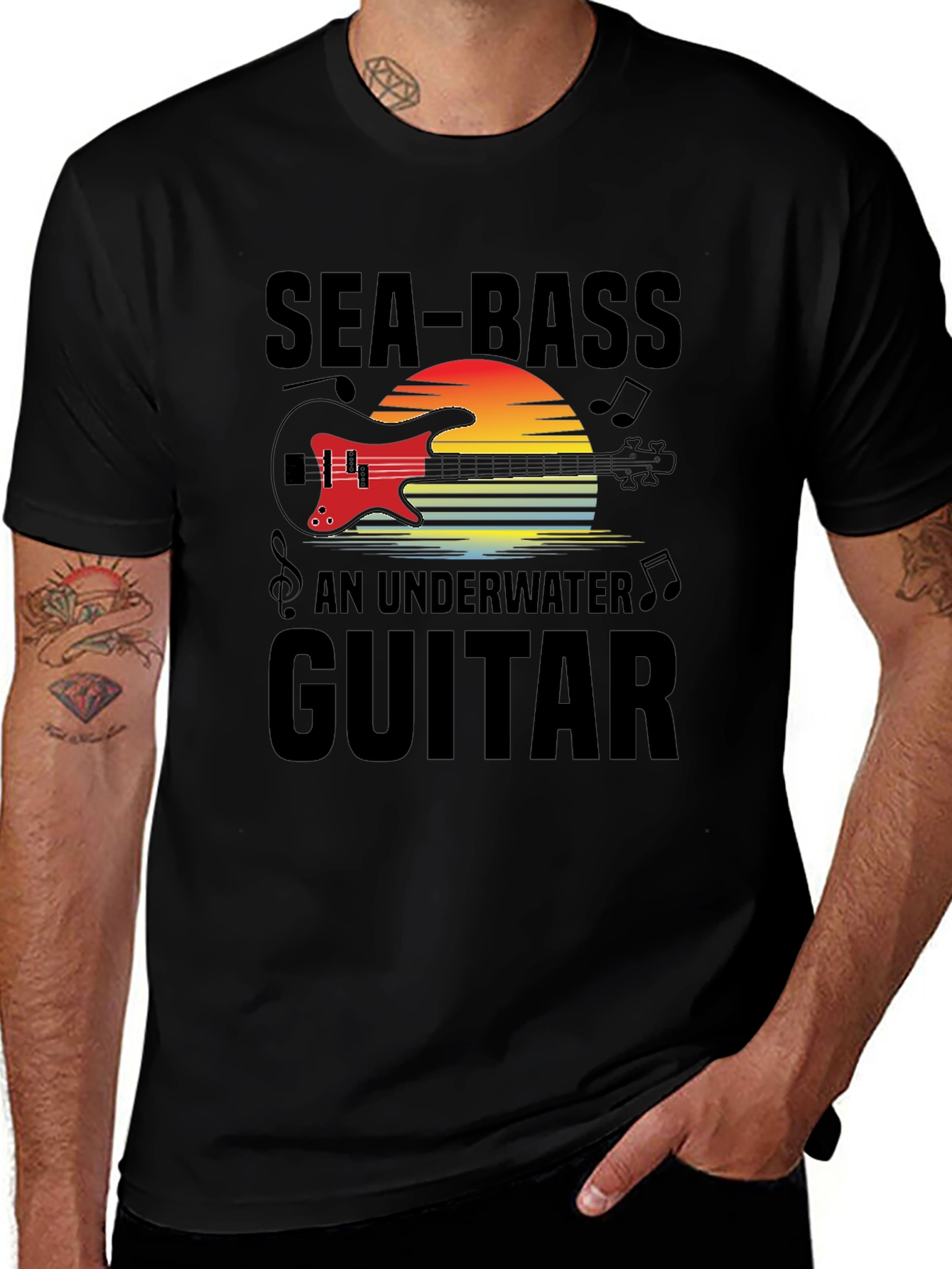 Variant 8 of Sea-Bass Underwater Guitar T-Shirt - Music Lover Tee