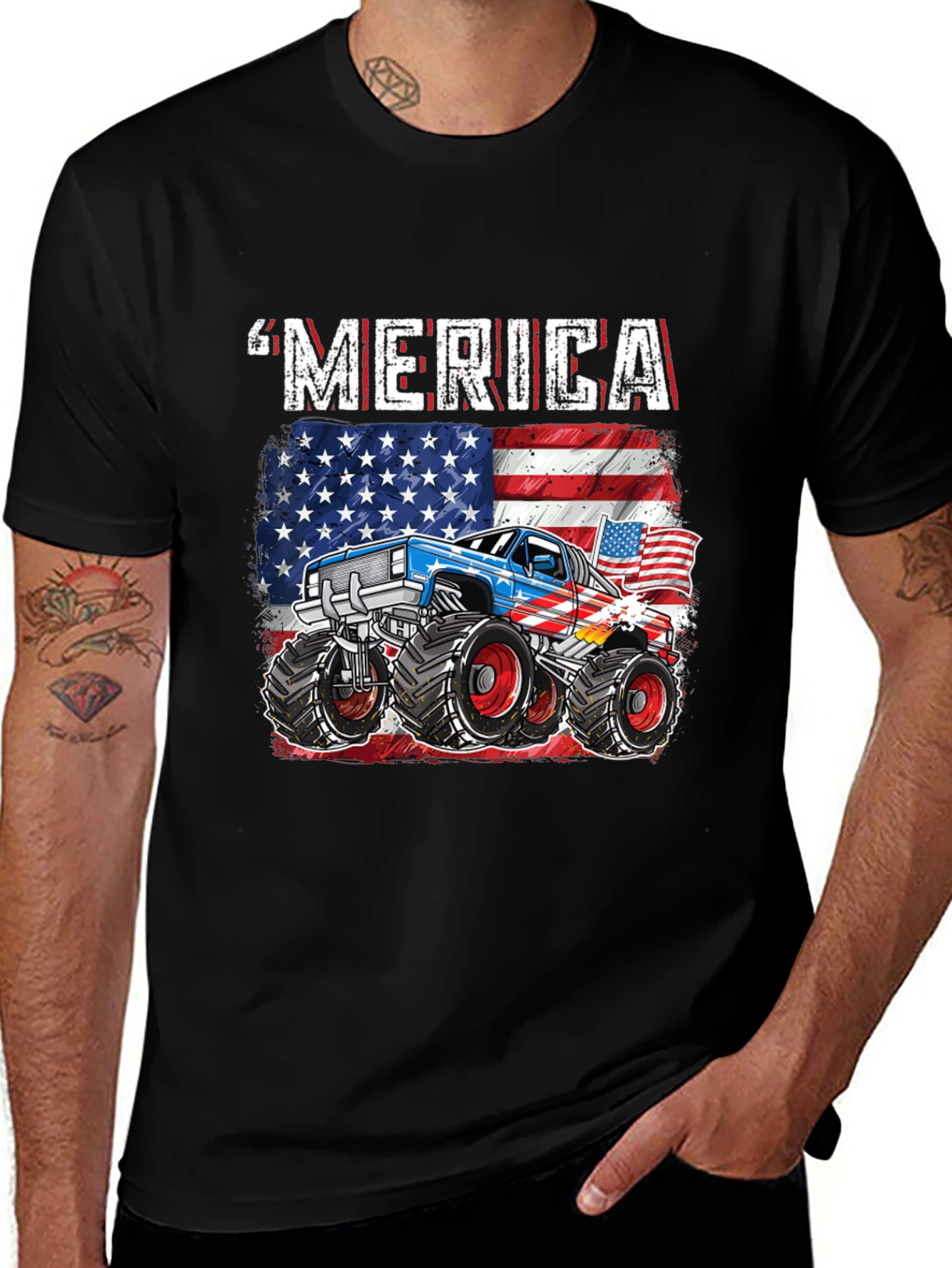 Patriotic 'Merica Monster Truck Graphic Tee