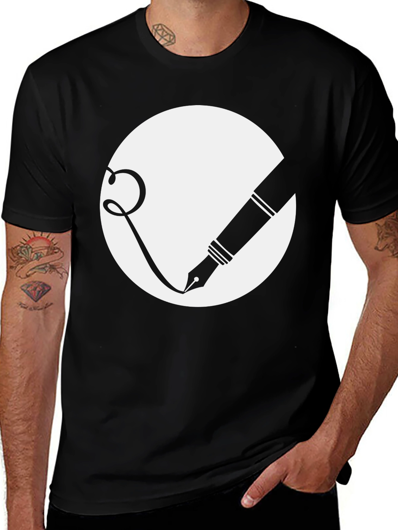 Variant 10 of Ink Pen Graphic Tee - Stylish Black Cotton T-Shirt