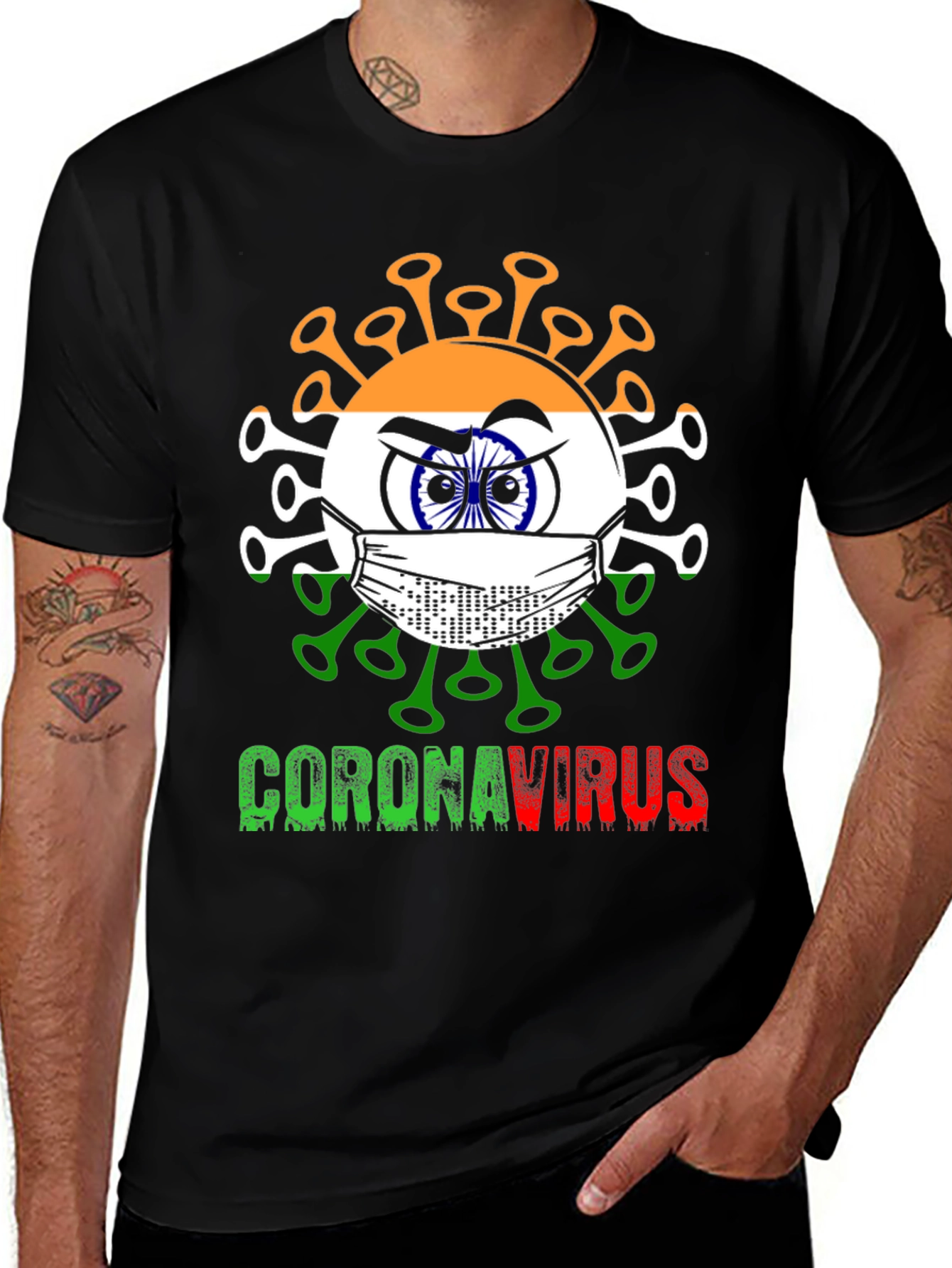 India Flag CoronaVirus T-Shirt