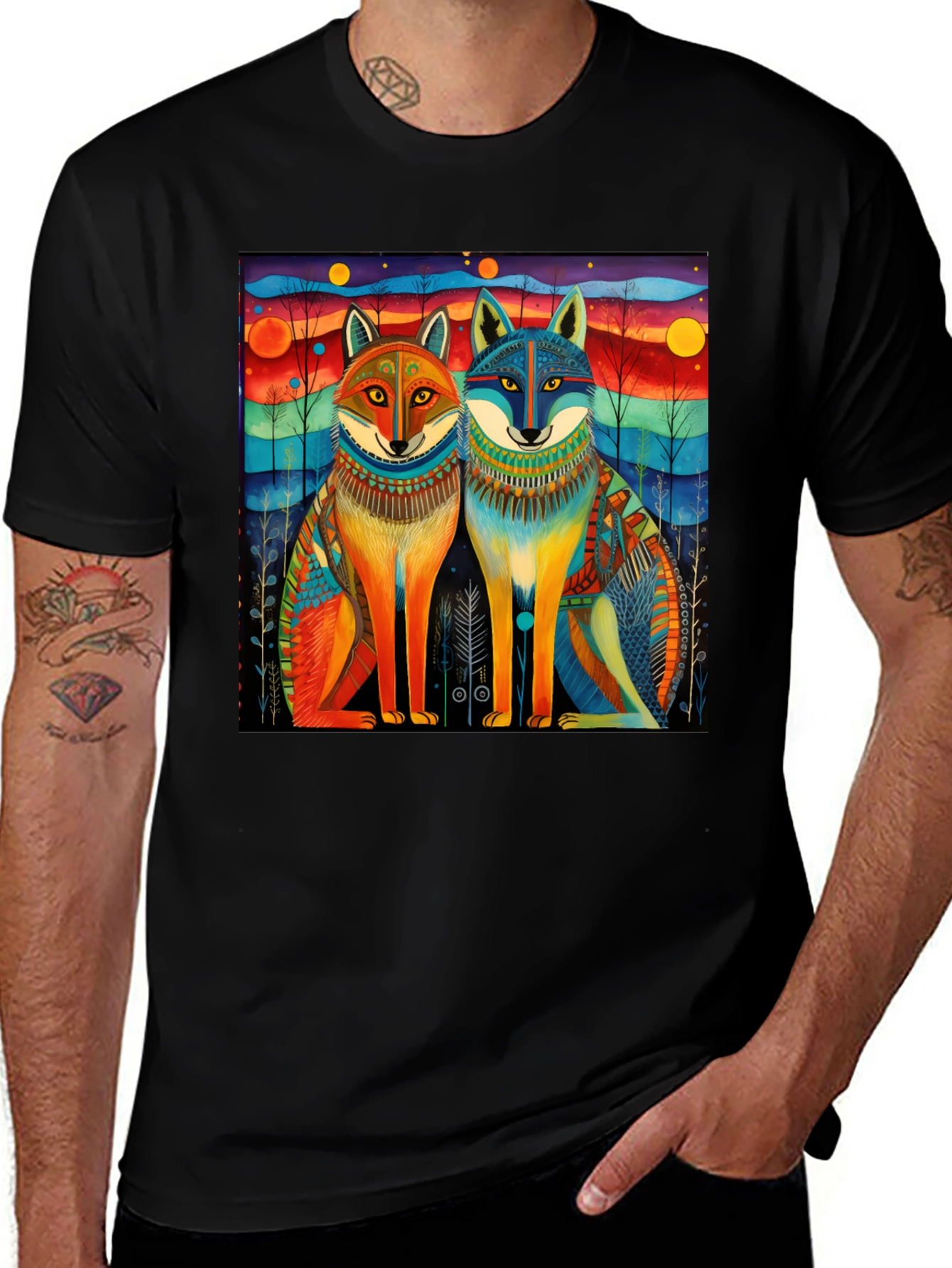 Variant 3 of Wolf Art Graphic Tee - Unique Colorful Design
