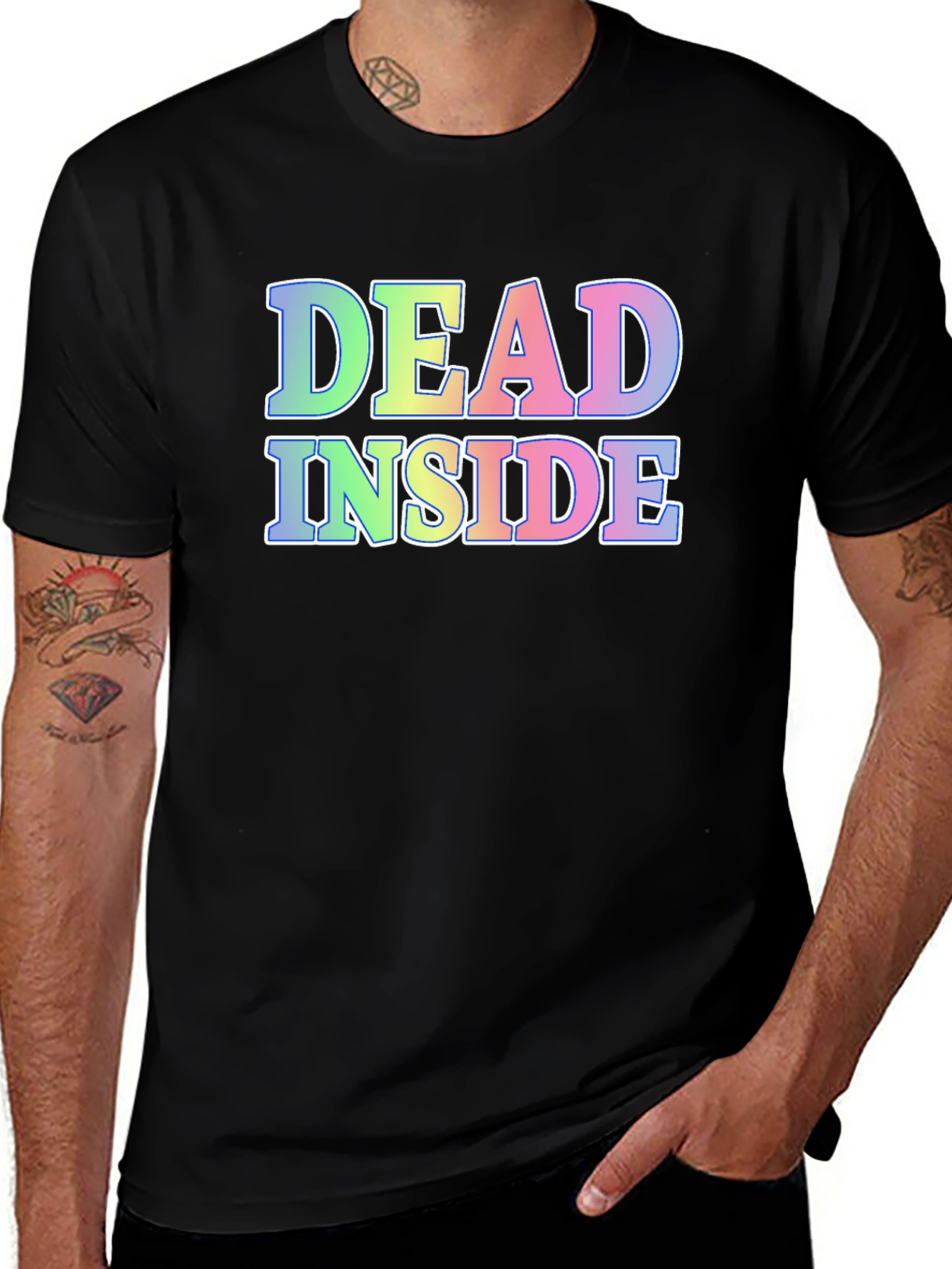 Variant 9 of Dead Inside Graphic Tee - Black Cotton Blend Shirt