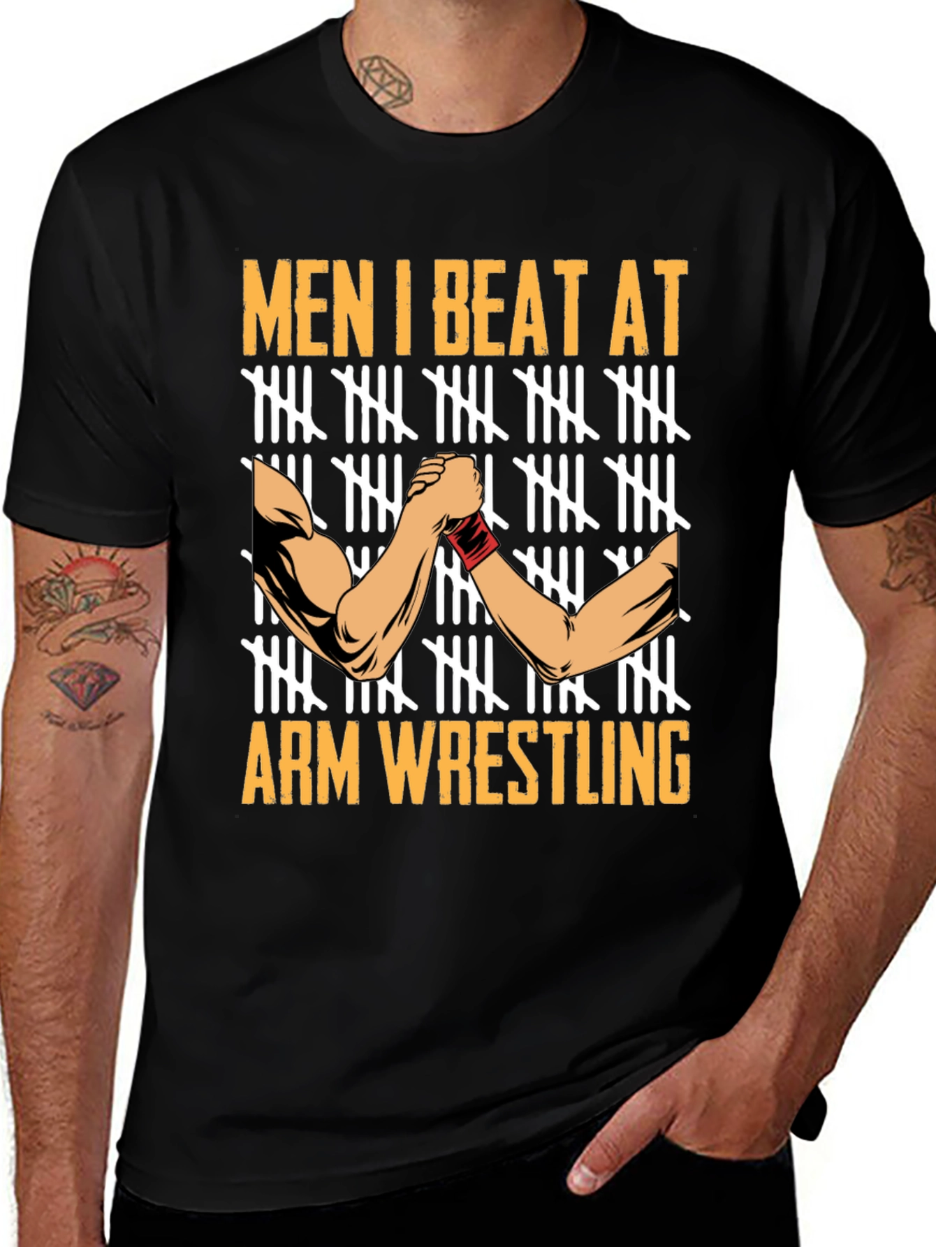 Variant 24 of Arm Wrestling T-Shirt - Men I Beat At Arm Wrestling