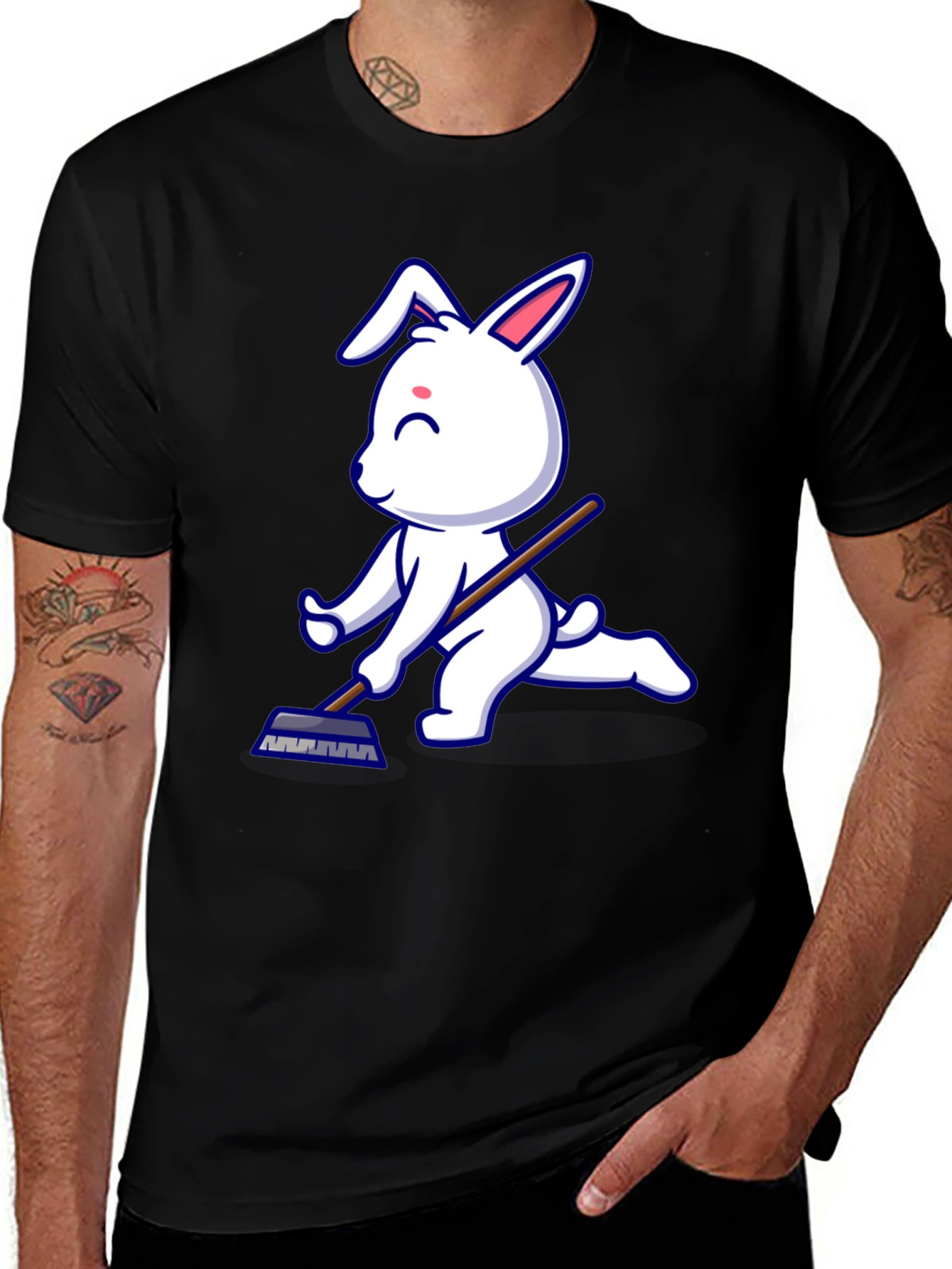 Variant 18 of Bunny Curling T-Shirt - Novelty Ice Sport Tee