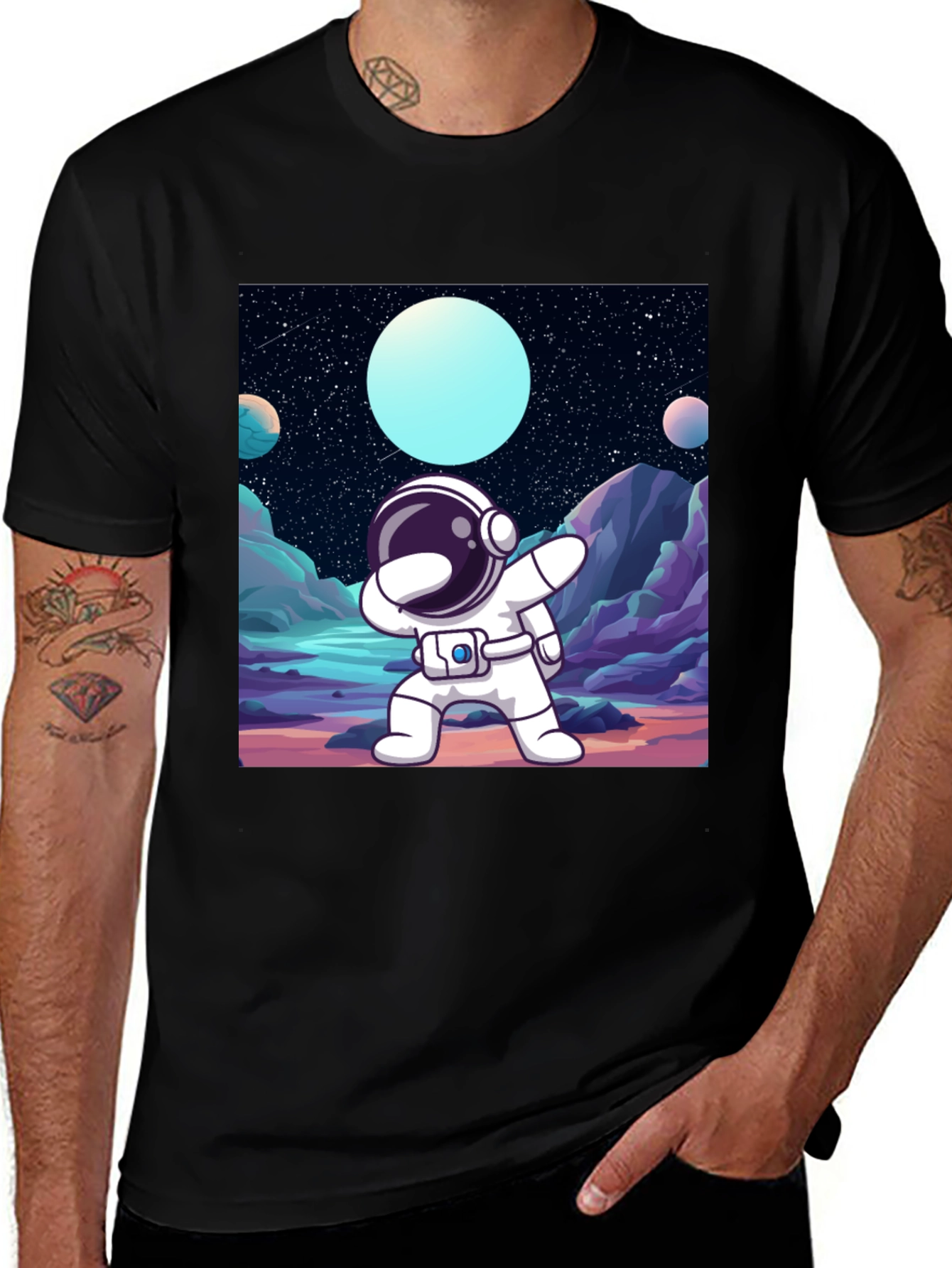 Variant 10 of Dabbing Astronaut Black T-Shirt