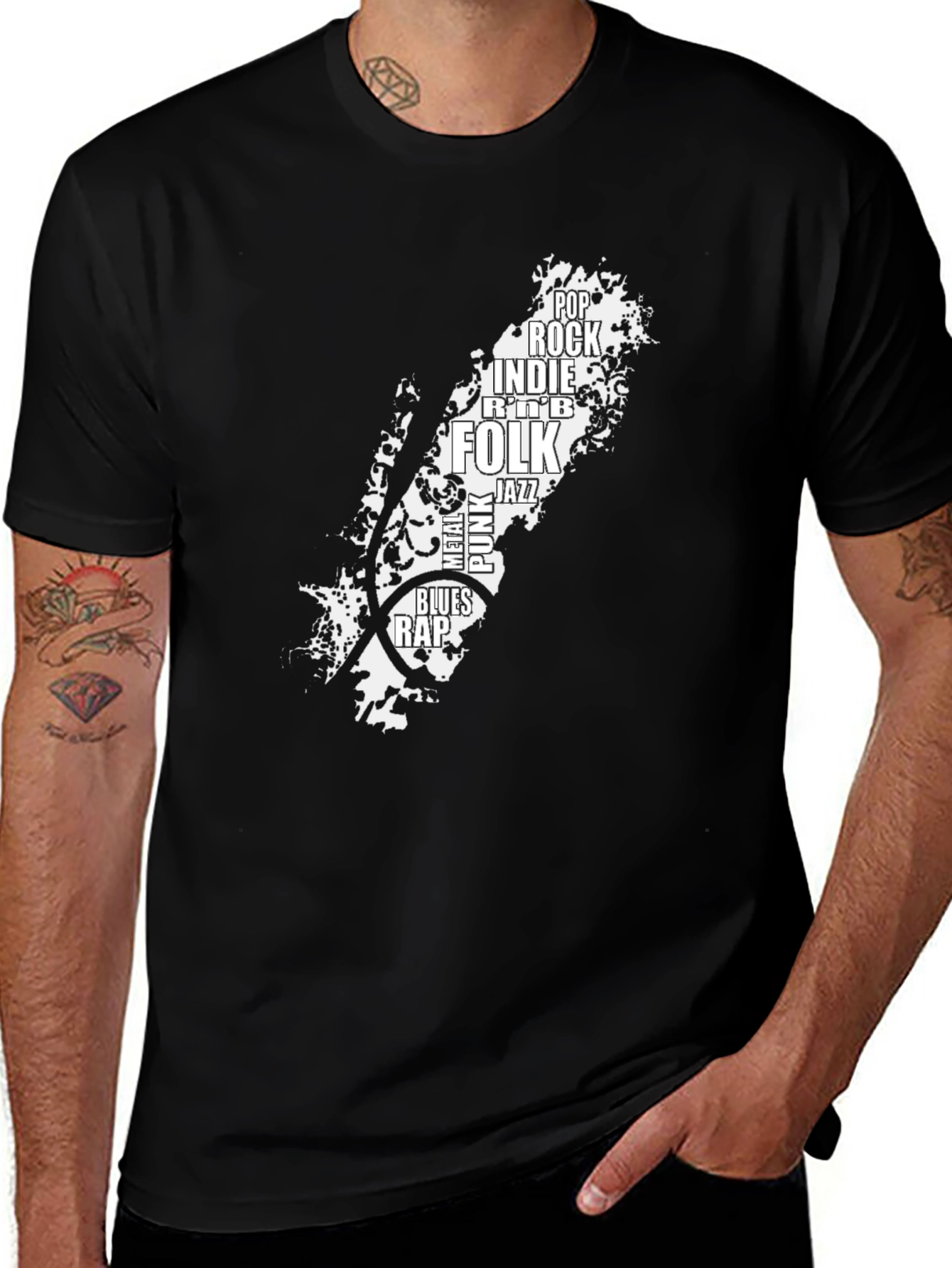 Variant 29 of Music Genre T-Shirt - Black Cotton Graphic Tee