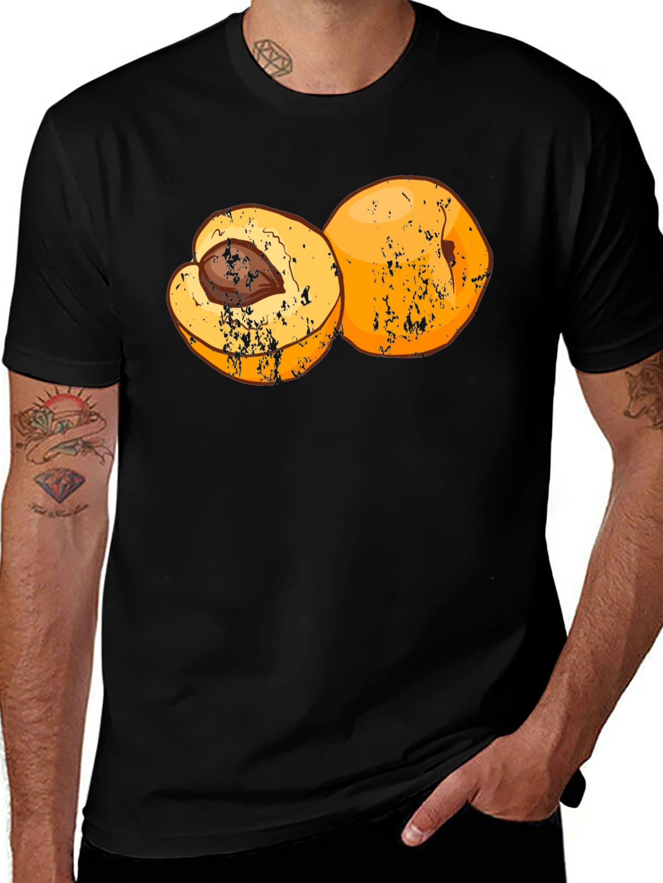 Variant 17 of Apricot Graphic Tee - Black Cotton T-Shirt