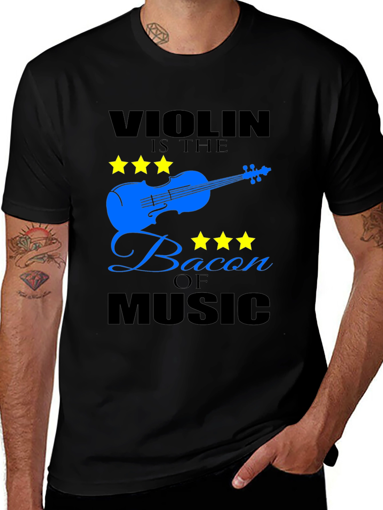 Variant 25 of Violin Music Bacon T-Shirt - Novelty Tee