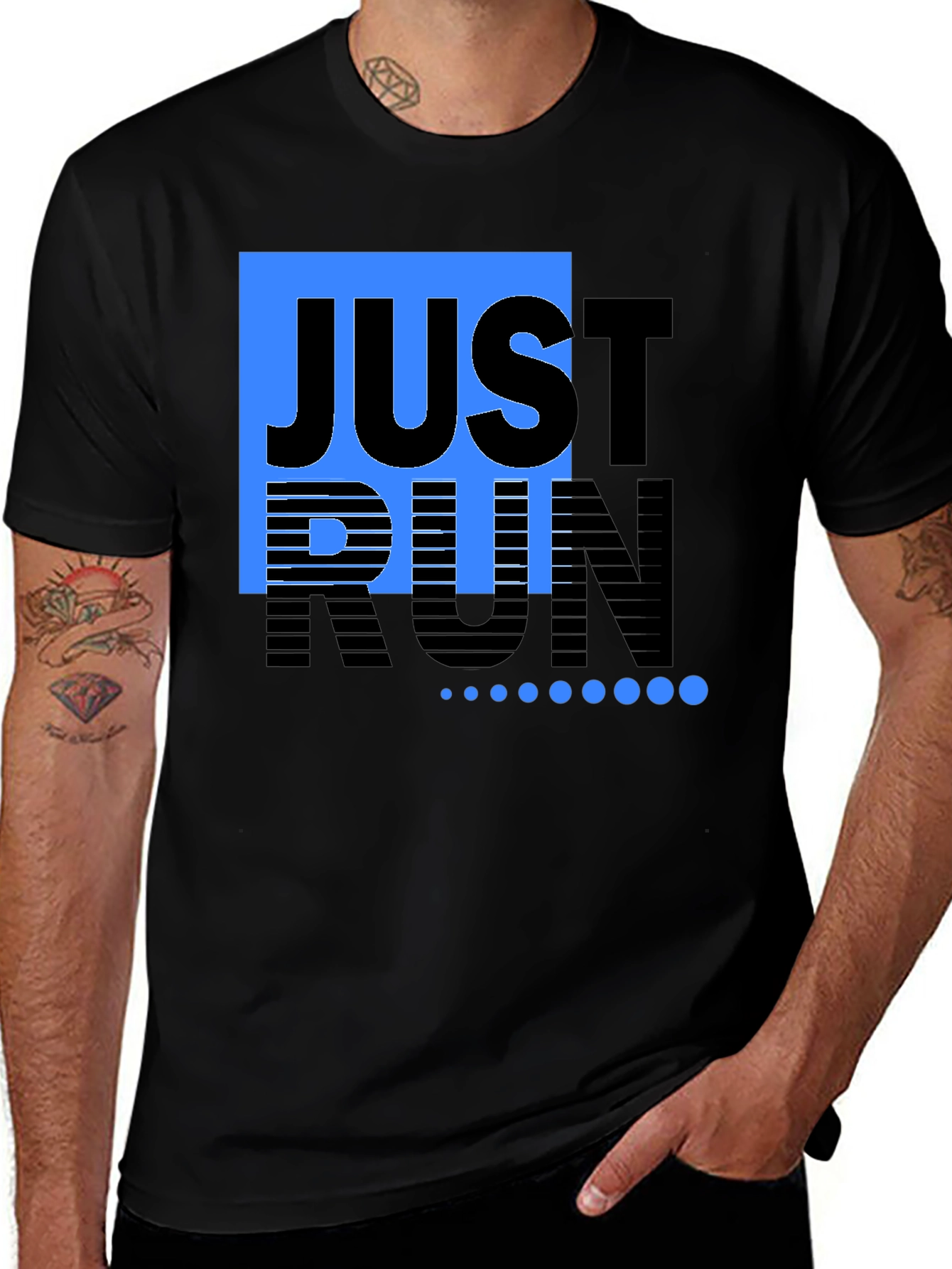 Variant 5 of Just Run Black T-Shirt Graphic Tee