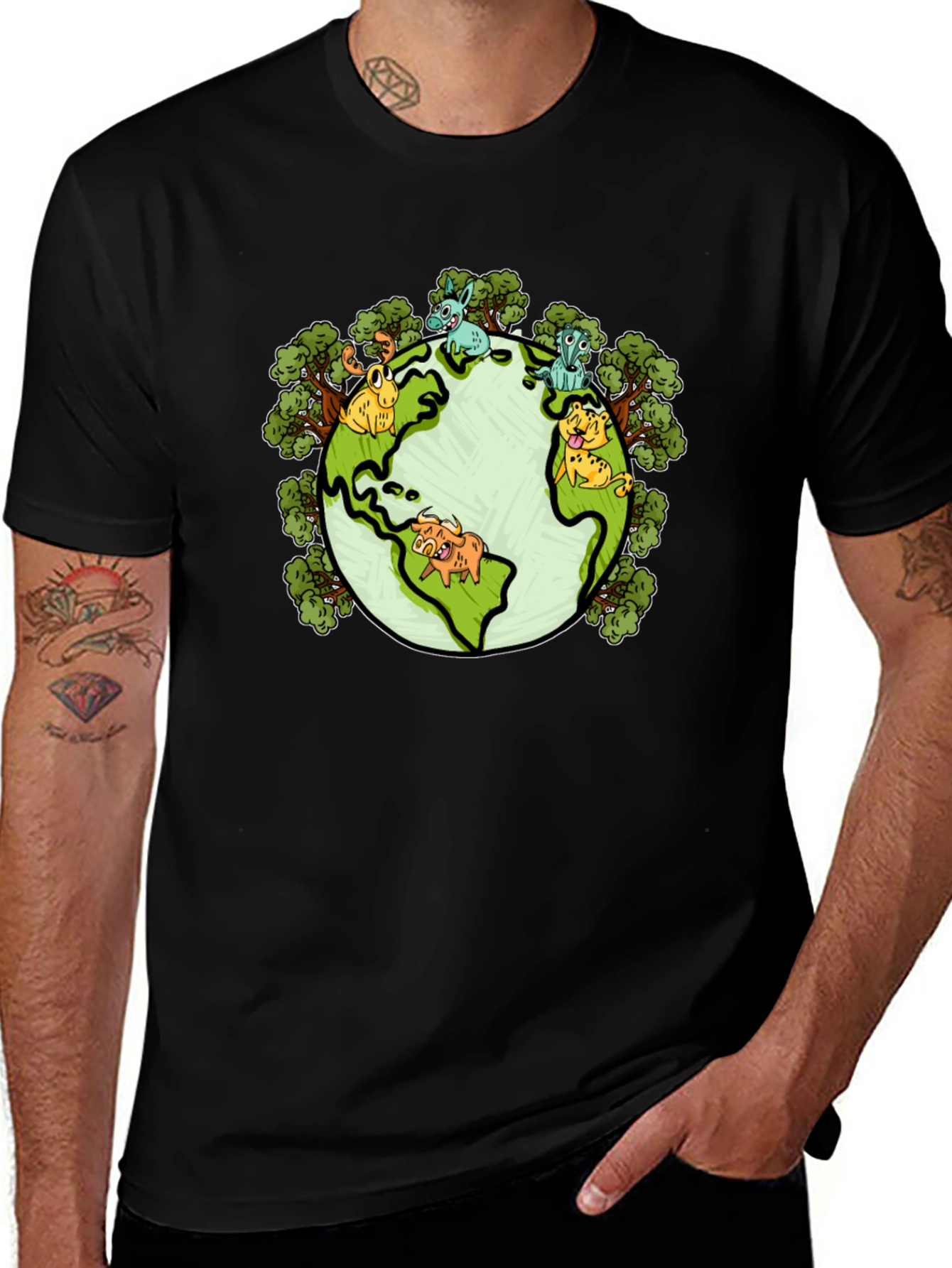 Variant 28 of Earth Animal Cartoon Graphic Print T-Shirt