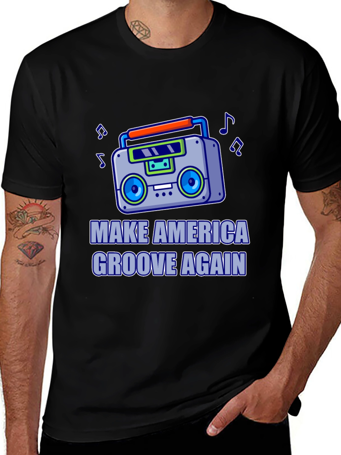 Variant 28 of Retro Boombox T-Shirt - Make America Groove Again!