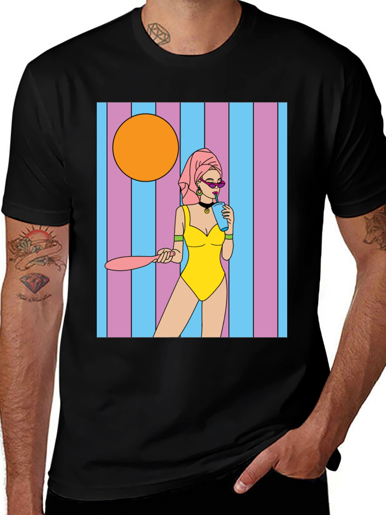 Black Retro Cartoon Graphic Tee main image