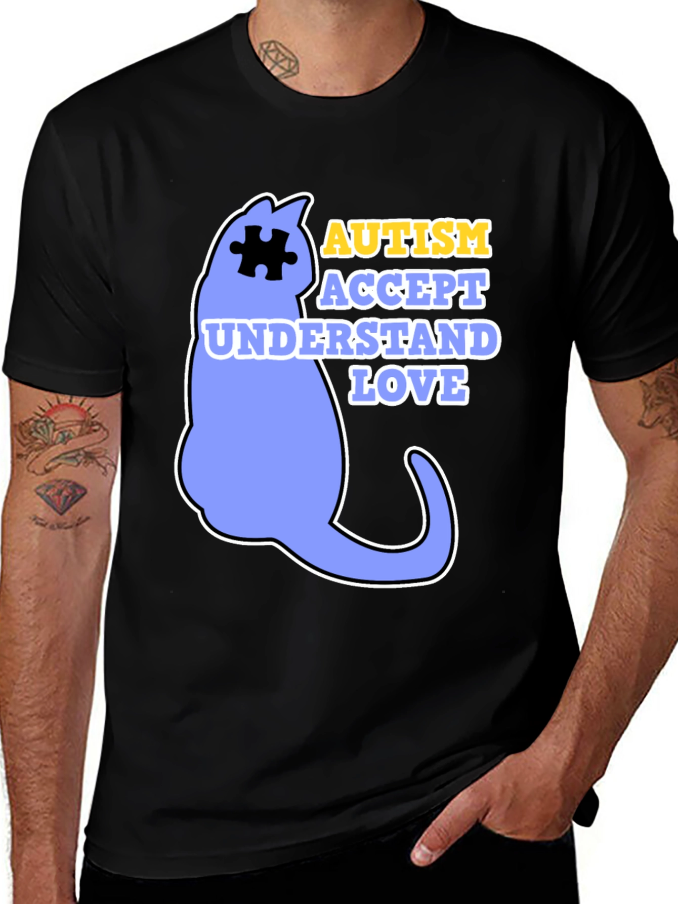 Variant 25 of Autism Awareness Cat Graphic T-Shirt