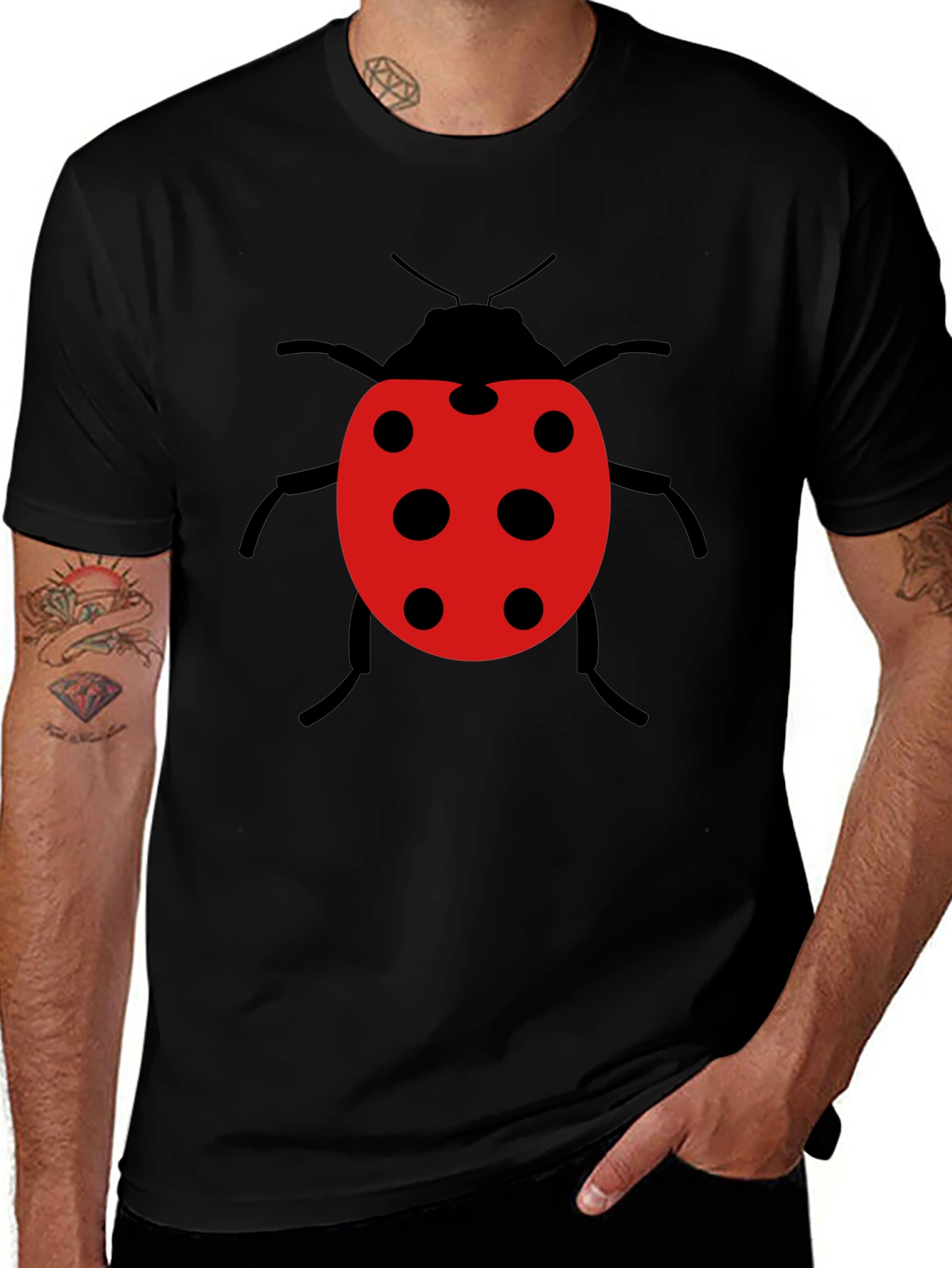 Variant 7 of Ladybug Graphic Tee - Black Cotton Casual T-Shirt