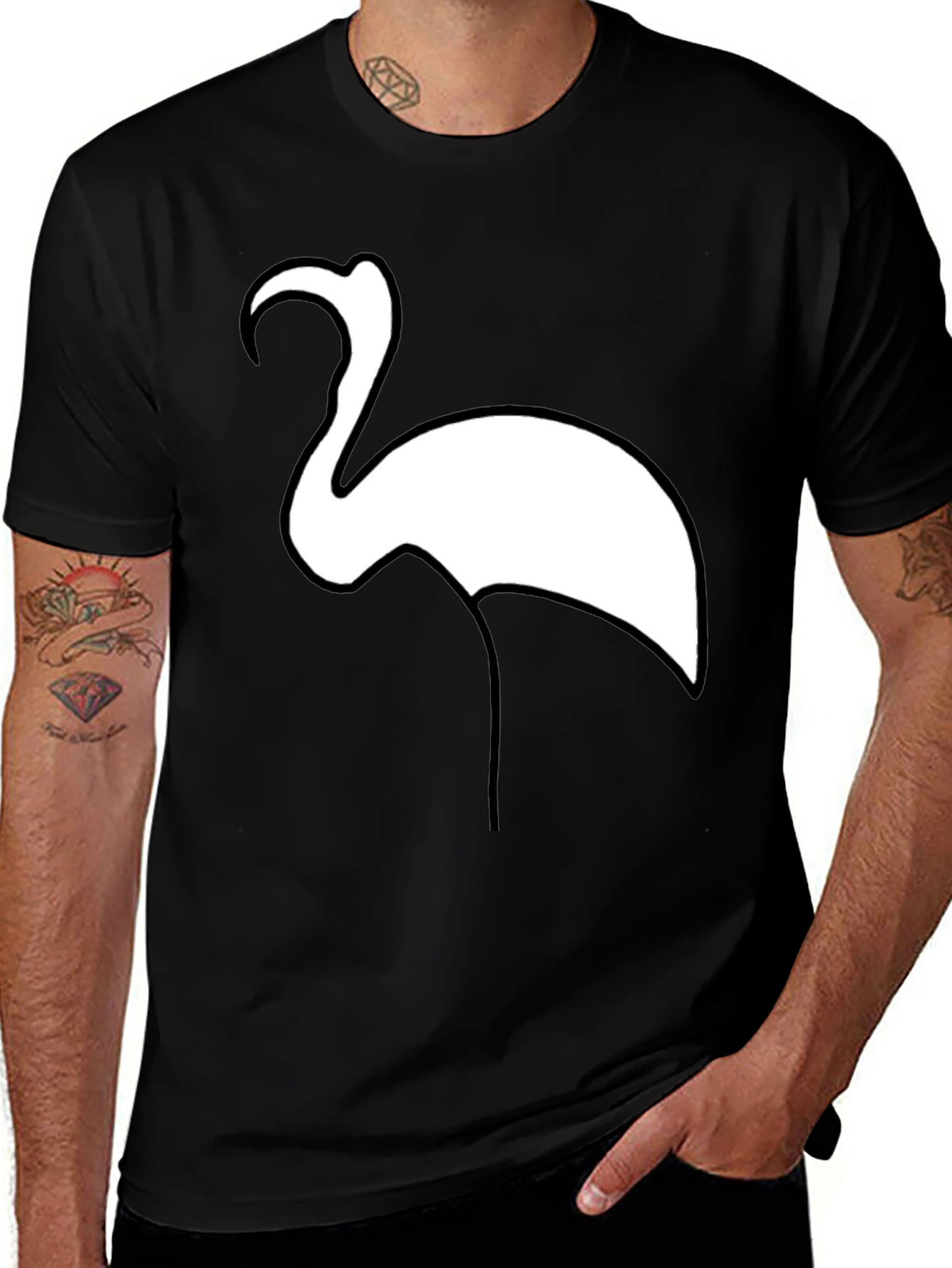Variant 28 of Flamingo Graphic Tee - Casual Black T-Shirt