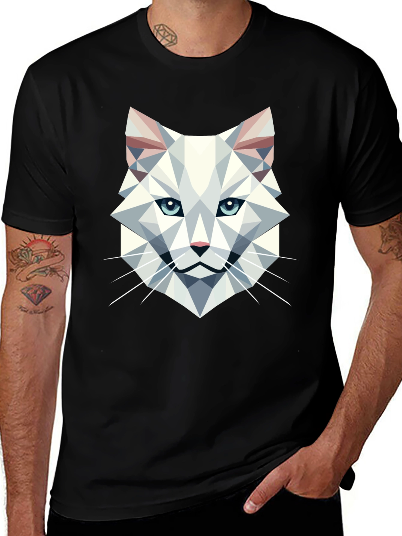 Variant 15 of Geometric Cat T-Shirt - Modern Graphic Tee