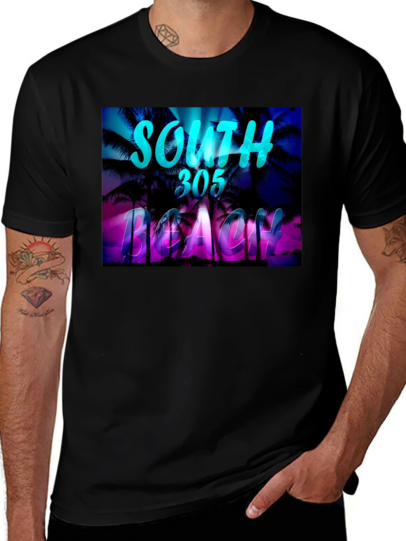 Variant 11 of South 305 Beach T-Shirt - Palm Tree Design