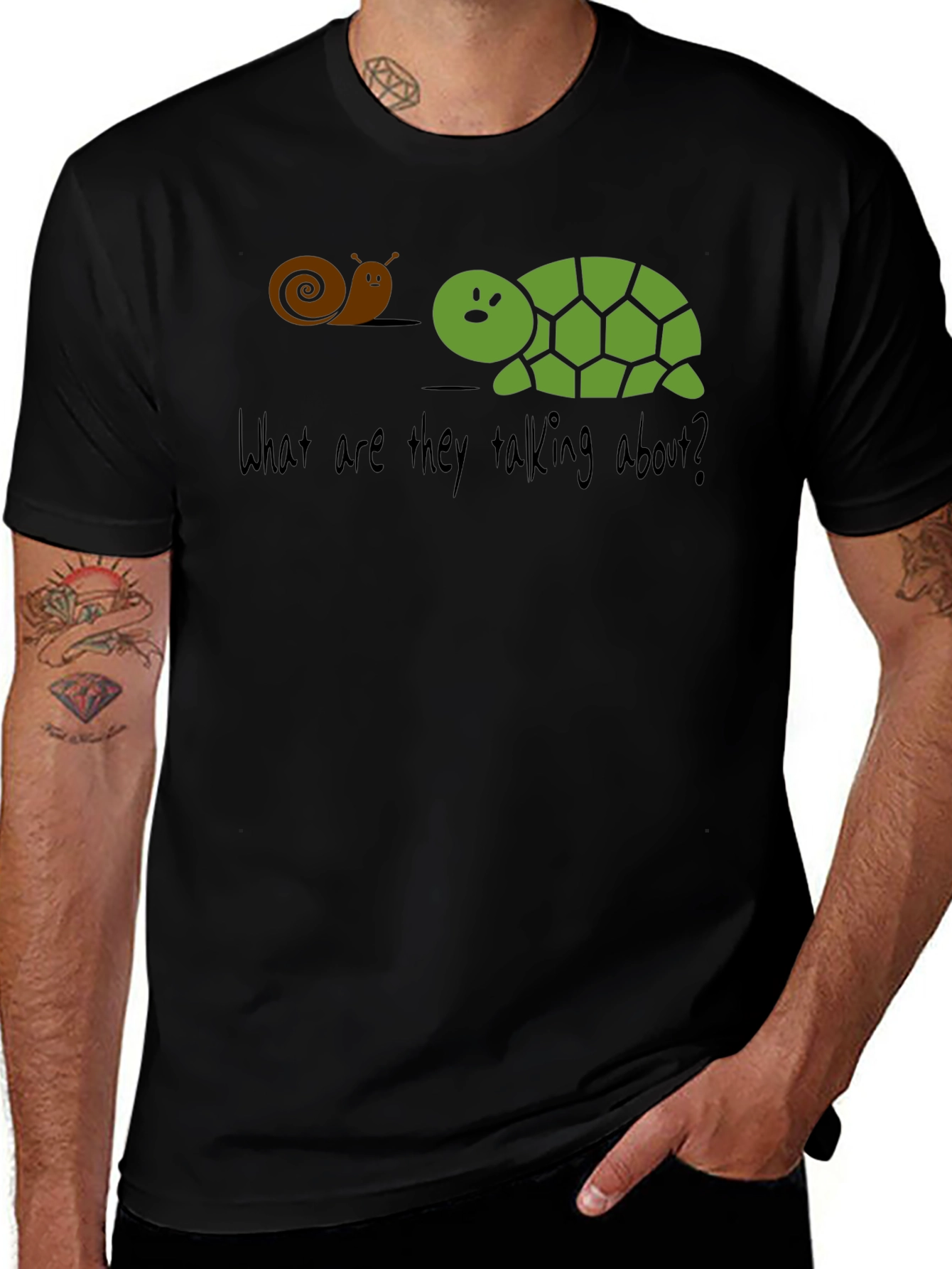Snail & Turtle Conversation T-Shirt - Humorous Graphic Tee