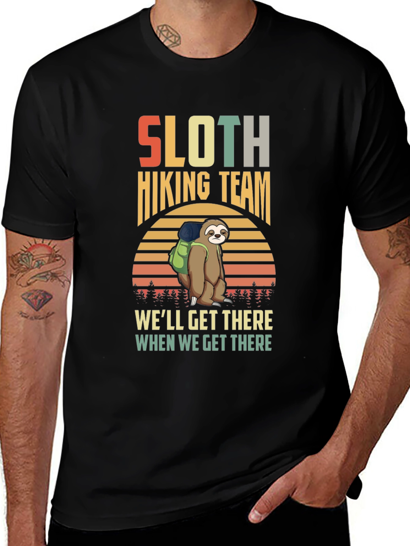 Variant 21 of Sloth Hiking Team Graphic T-Shirt