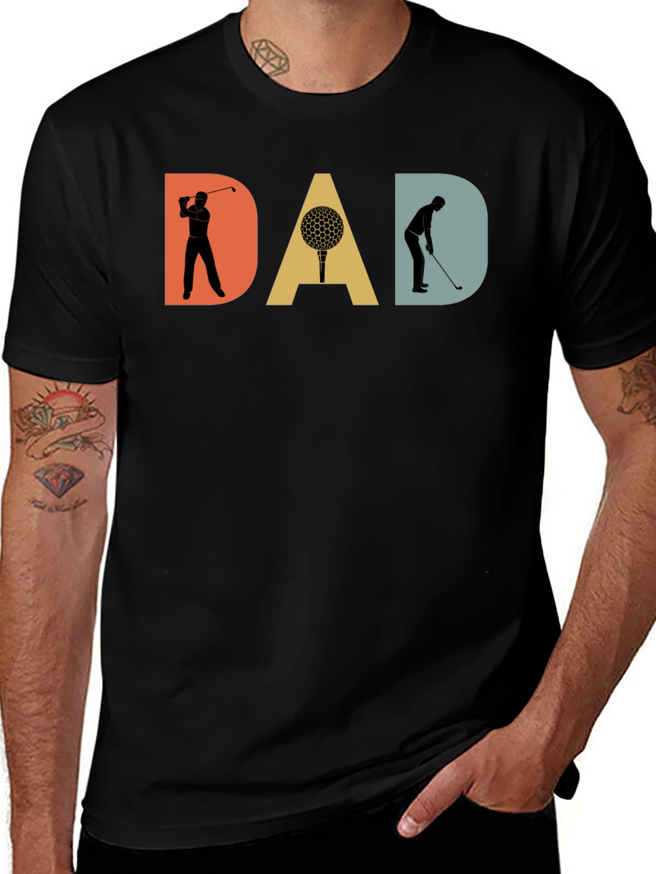 Variant 2 of DAD Golf T-Shirt | Men's Black Tee | Golfer Gift