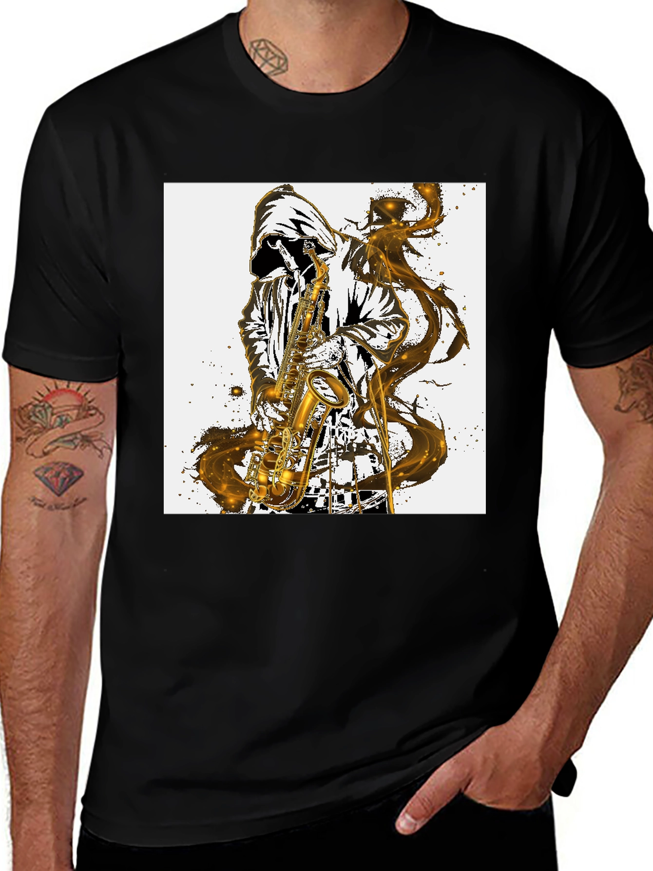 Variant 30 of Saxophone Player Graphic T-Shirt - Cool Musician Tee
