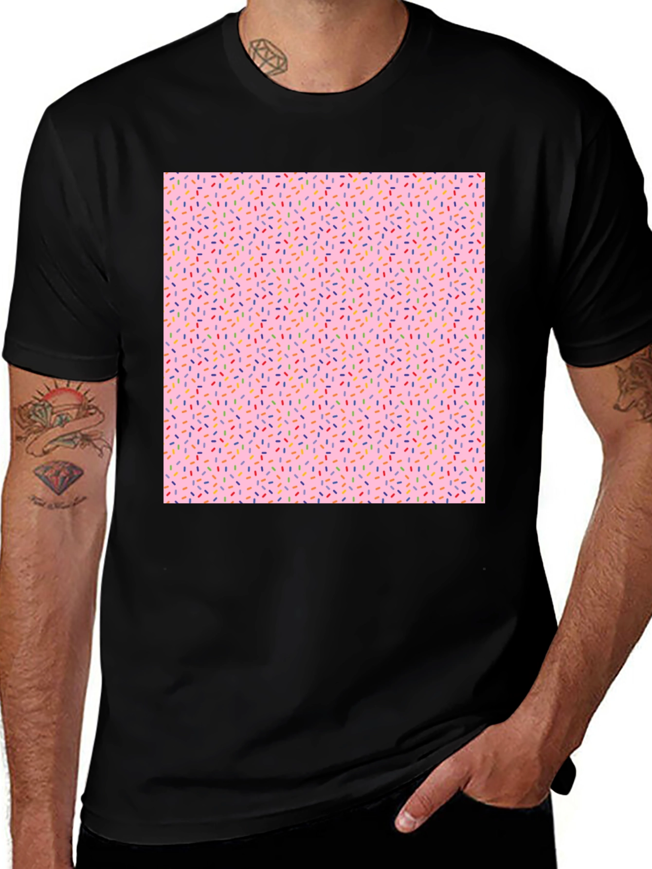 Sprinkle Pattern Black T-Shirt