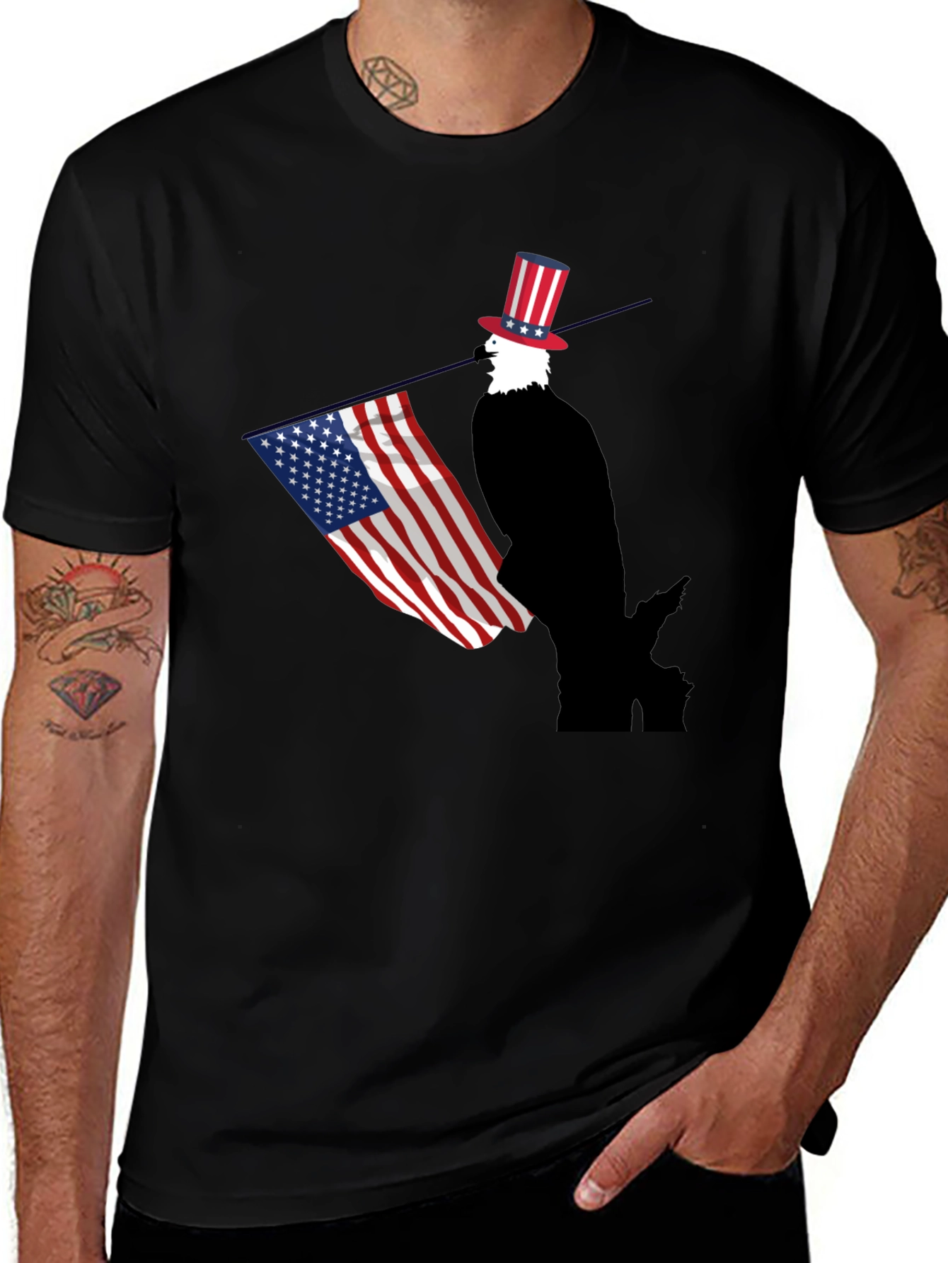Variant 8 of Patriotic Bald Eagle USA Flag Graphic T-Shirt