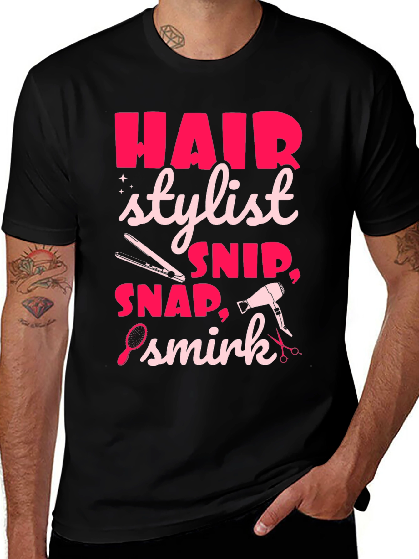 Black Hair Stylist Graphic Tee - Snip, Snap, Smirk! main image