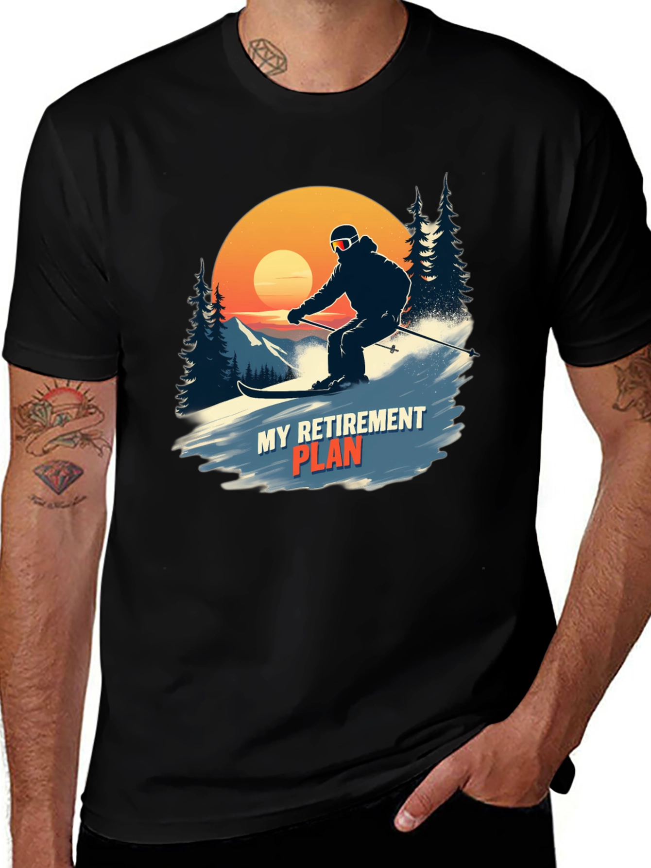 Variant 6 of Skiing Retirement Plan Graphic T-Shirt