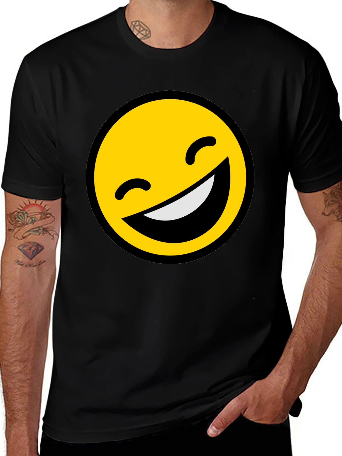 Variant 4 of Happy Face Graphic Tee - Black